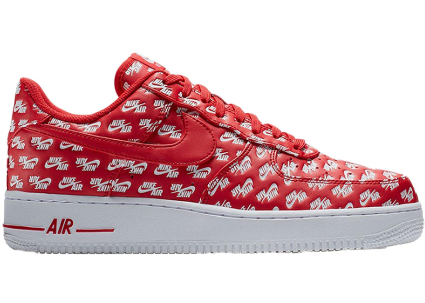 Nike Leather Air Force 1 Low All Over Logo Red For Men - Lyst