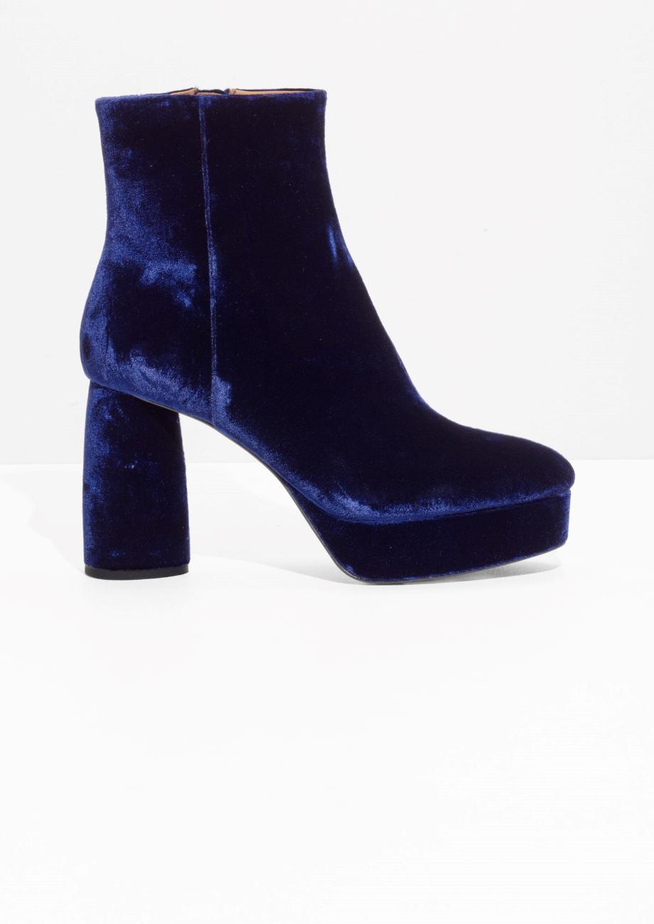 Lyst - & other stories Velvet Platform Boots in Blue