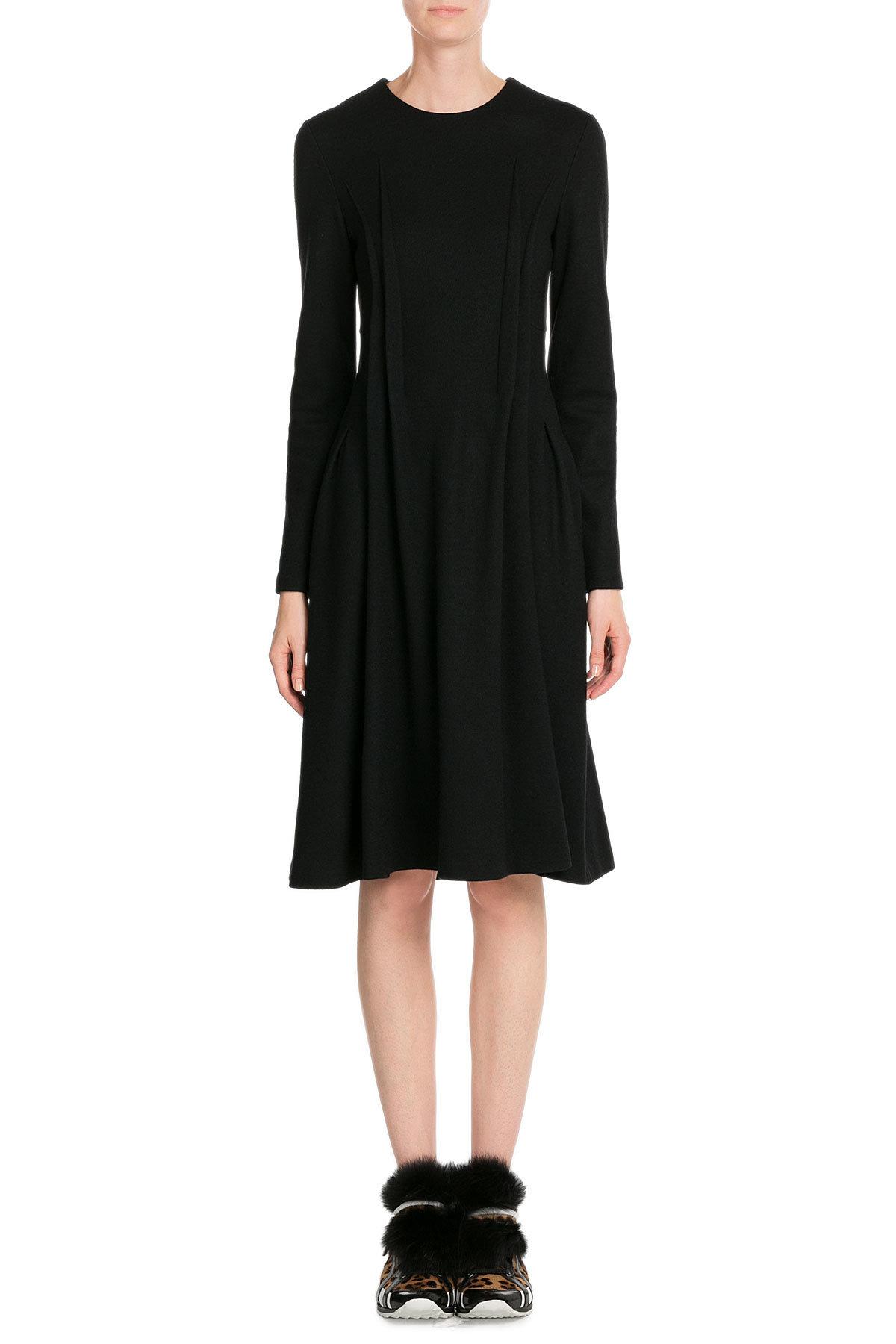Jil sander Fleece Wool Dress in Black | Lyst