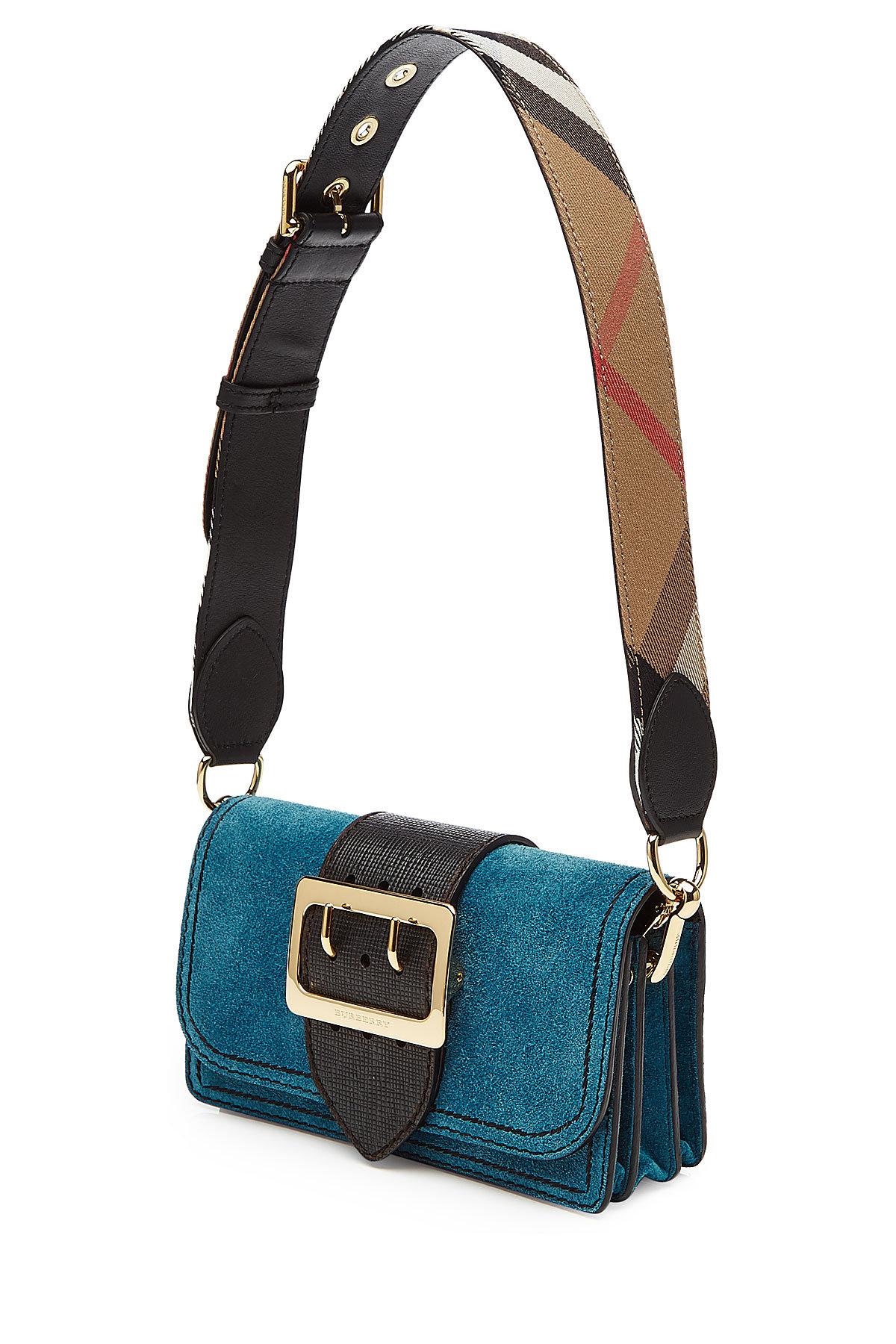 Burberry Small Buckle Suede Shoulder Bag in Blue Lyst