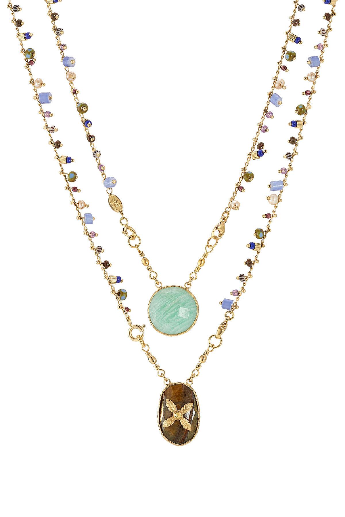Lyst - Gas Bijoux Scapulaire Serti 24kt Gold Plated Necklace With ...