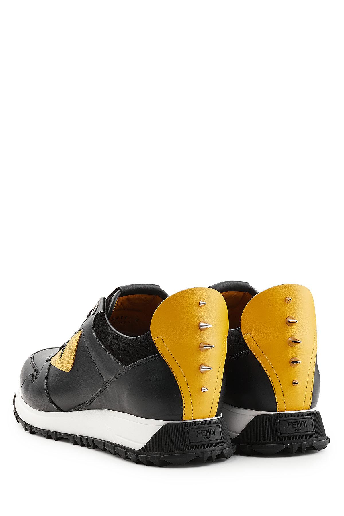 Fendi Leather Sneakers in Black for Men - Lyst