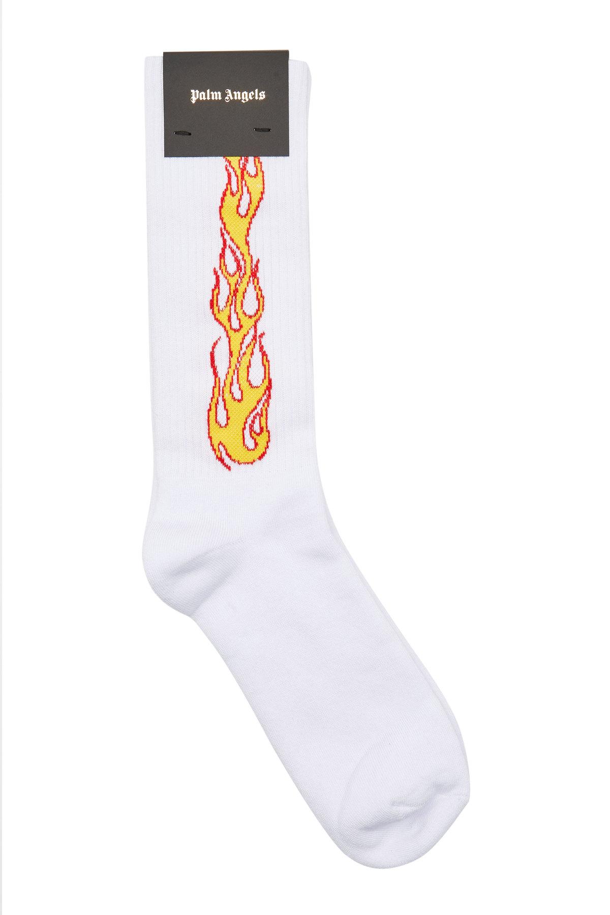 Palm Angels Flames Cotton Socks in White - Lyst