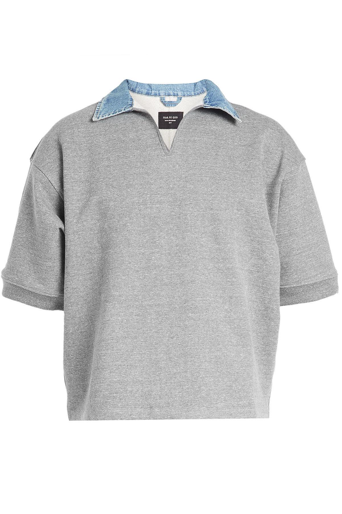  blue denim collar sweatshirt with cotton for men
