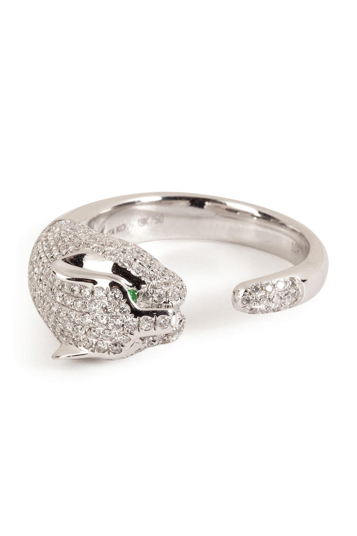 Anita Ko 18kt White Gold Cougar Ring With Diamonds In White Lyst