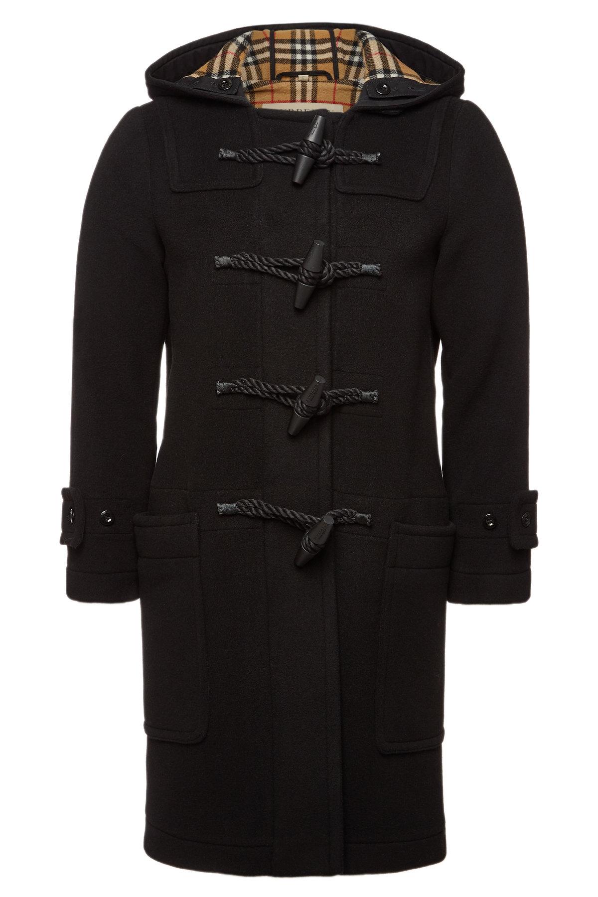 Burberry Wool Duffle Coat in Black for Men - Lyst