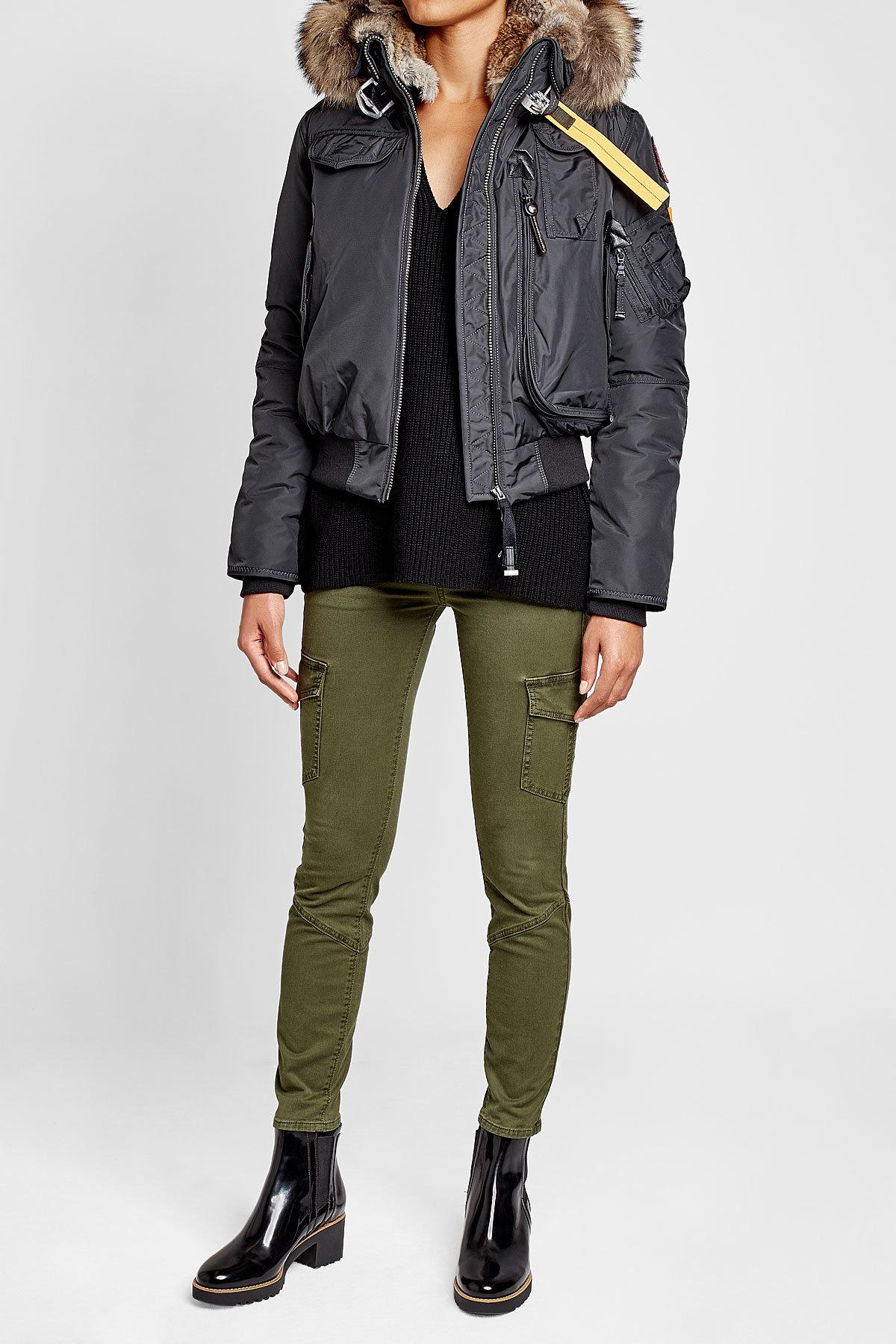 Lyst - Parajumpers Gobi Down Bomber Jacket With Fur Trimmed Hood