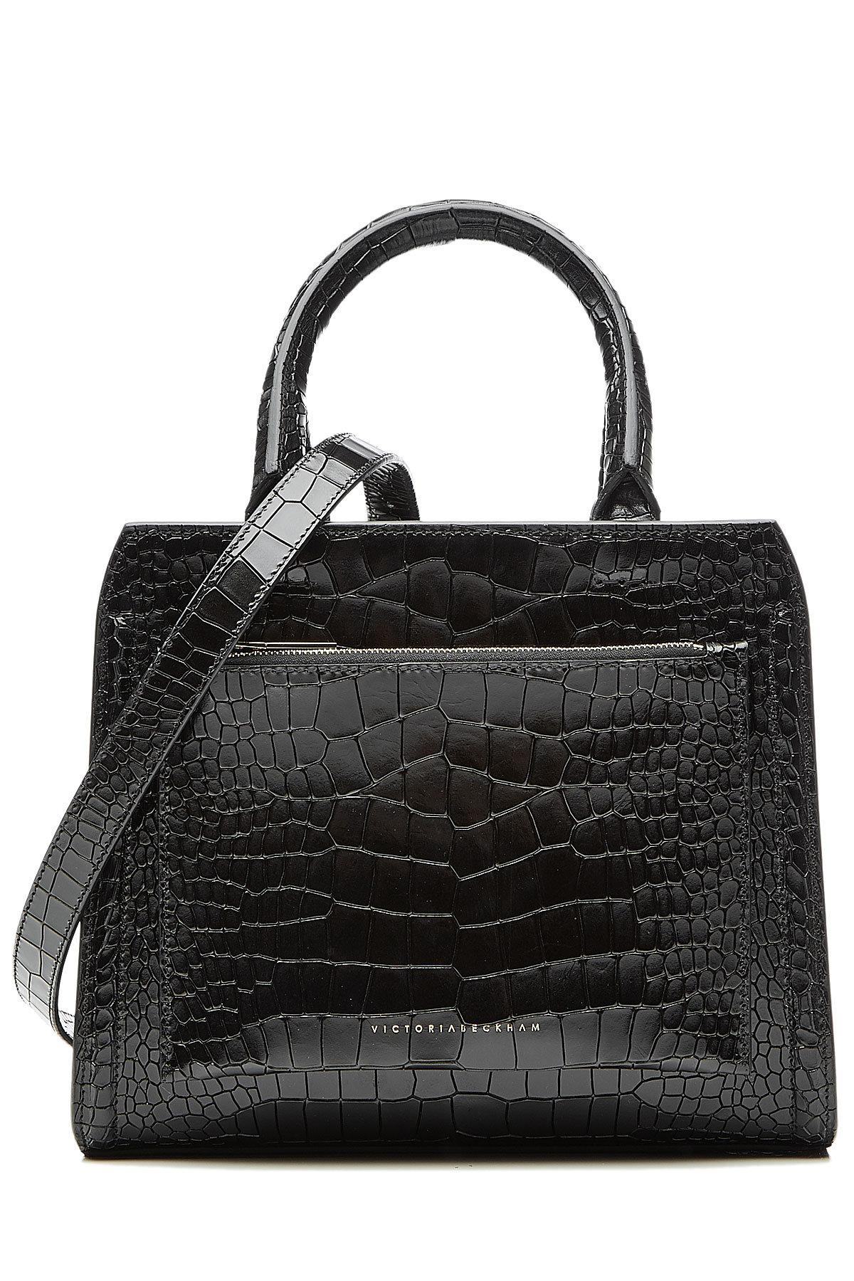 soho large studded snake embossed leather and logo shoulder bag