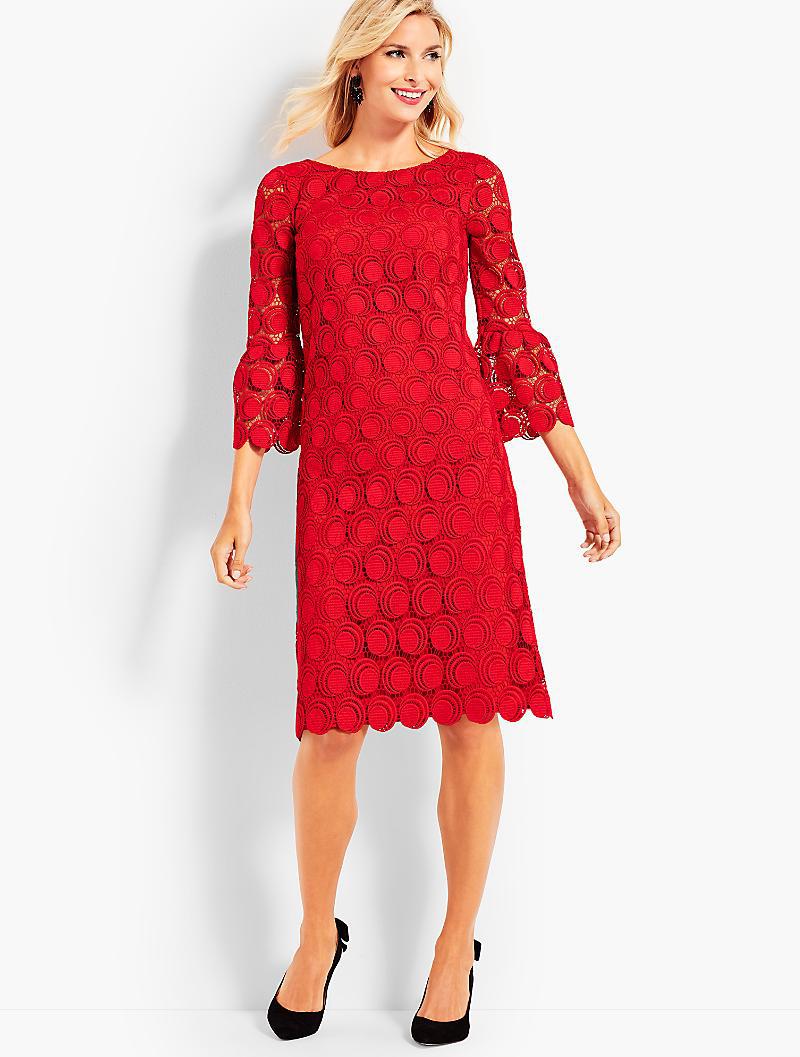 Lyst Talbots Flounce Sleeve Dot Lace Dress In Red Gallery