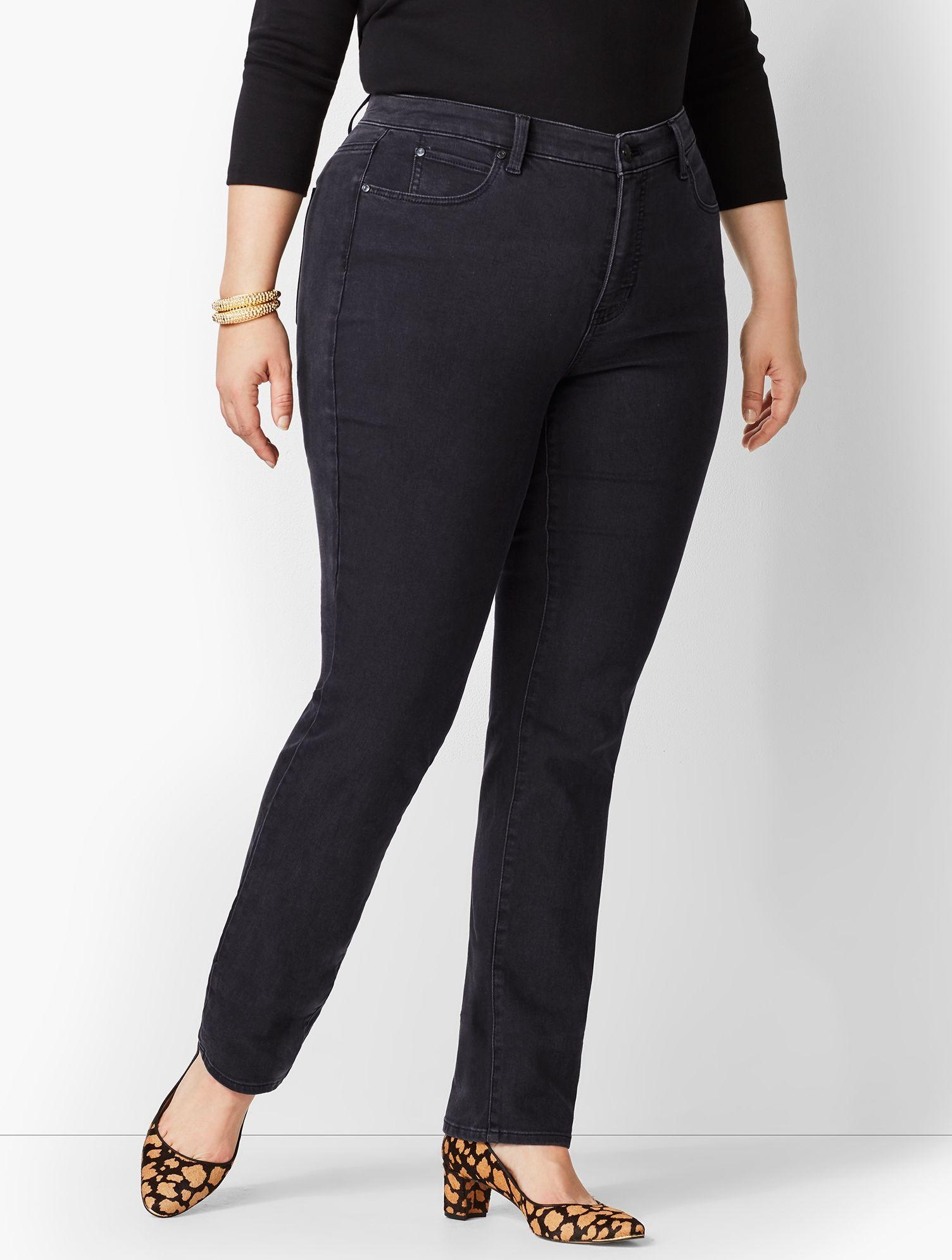 Lyst - Talbots Plus Size Exclusive High-waist Straight-leg Jeans in Black