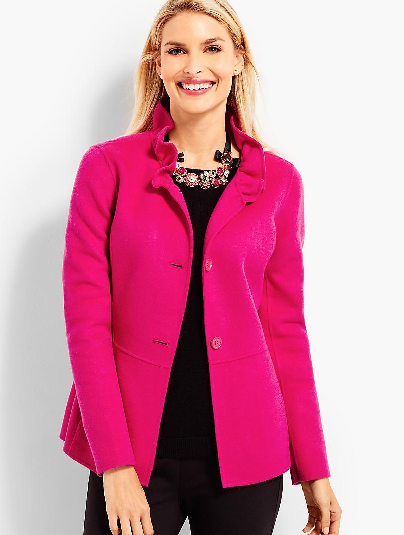 Lyst - Talbots Ruffle-neck Double-face Jacket in Pink