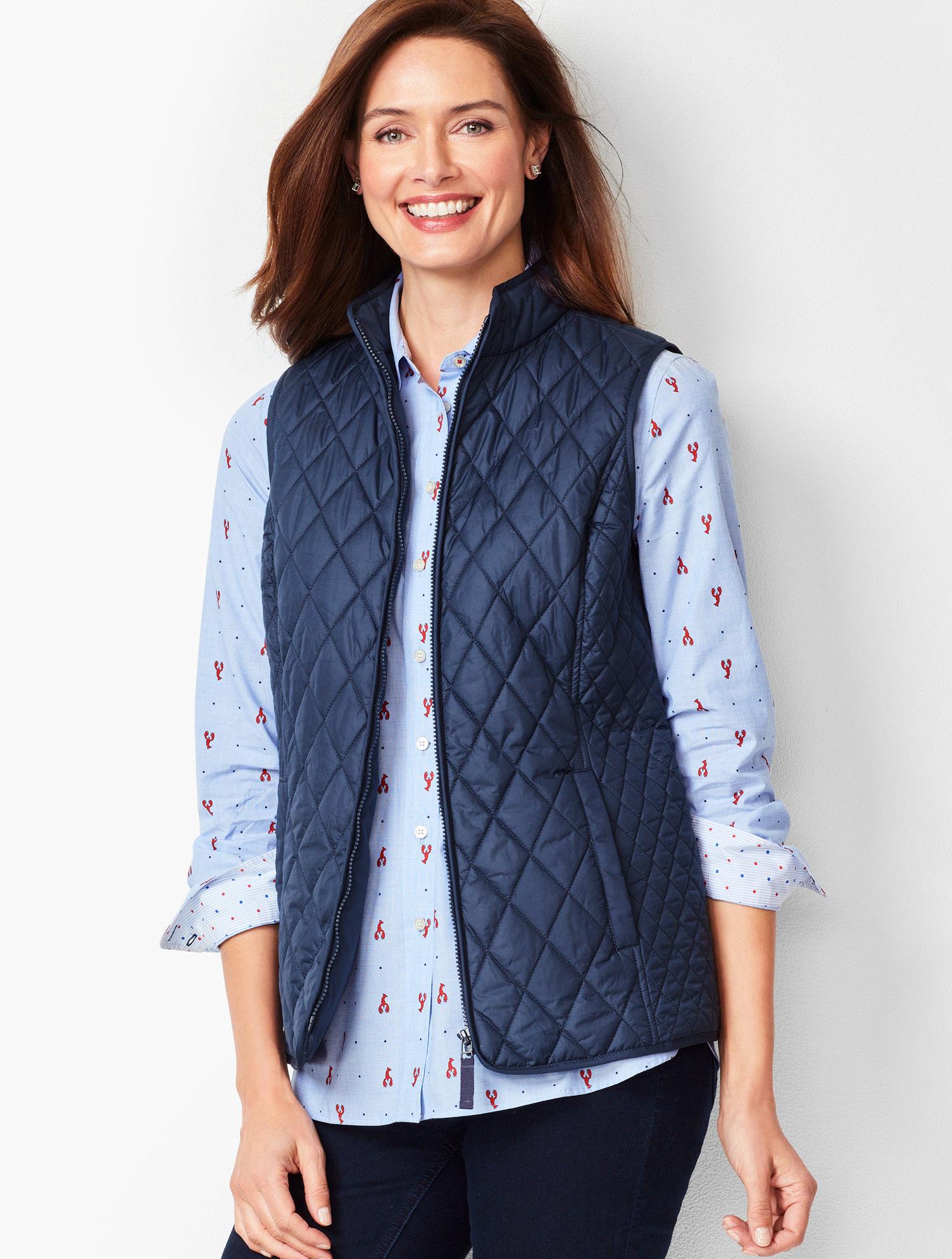 Talbots Diamond-quilted Vest in Blue - Lyst