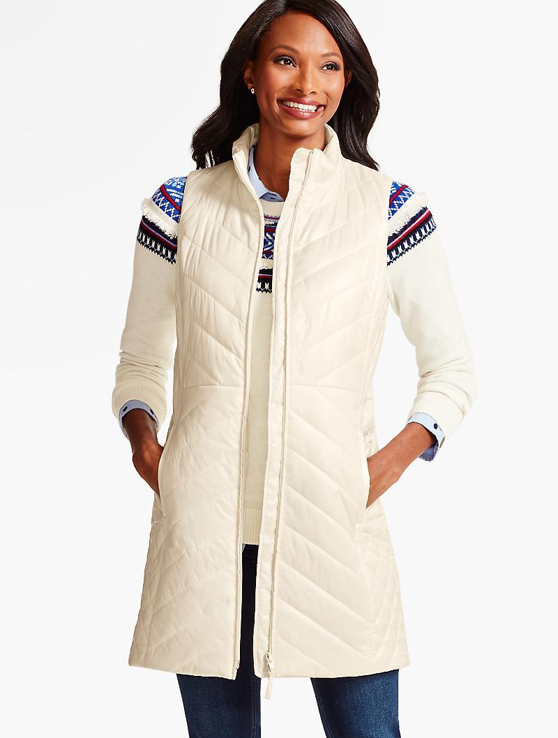 Lyst - Talbots Cire Long Quilted Primaloft® Puffer Vest in White