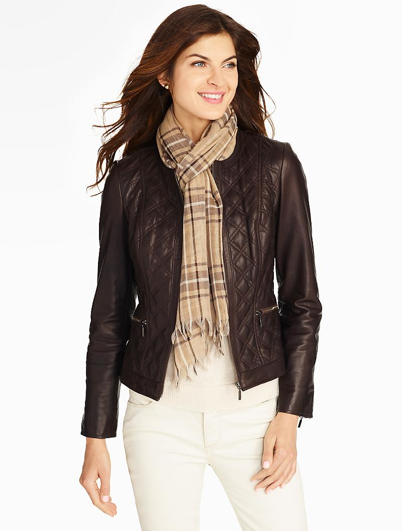 Talbots Quilted Leather Jacket in Chocolate Brown (Brown) Lyst