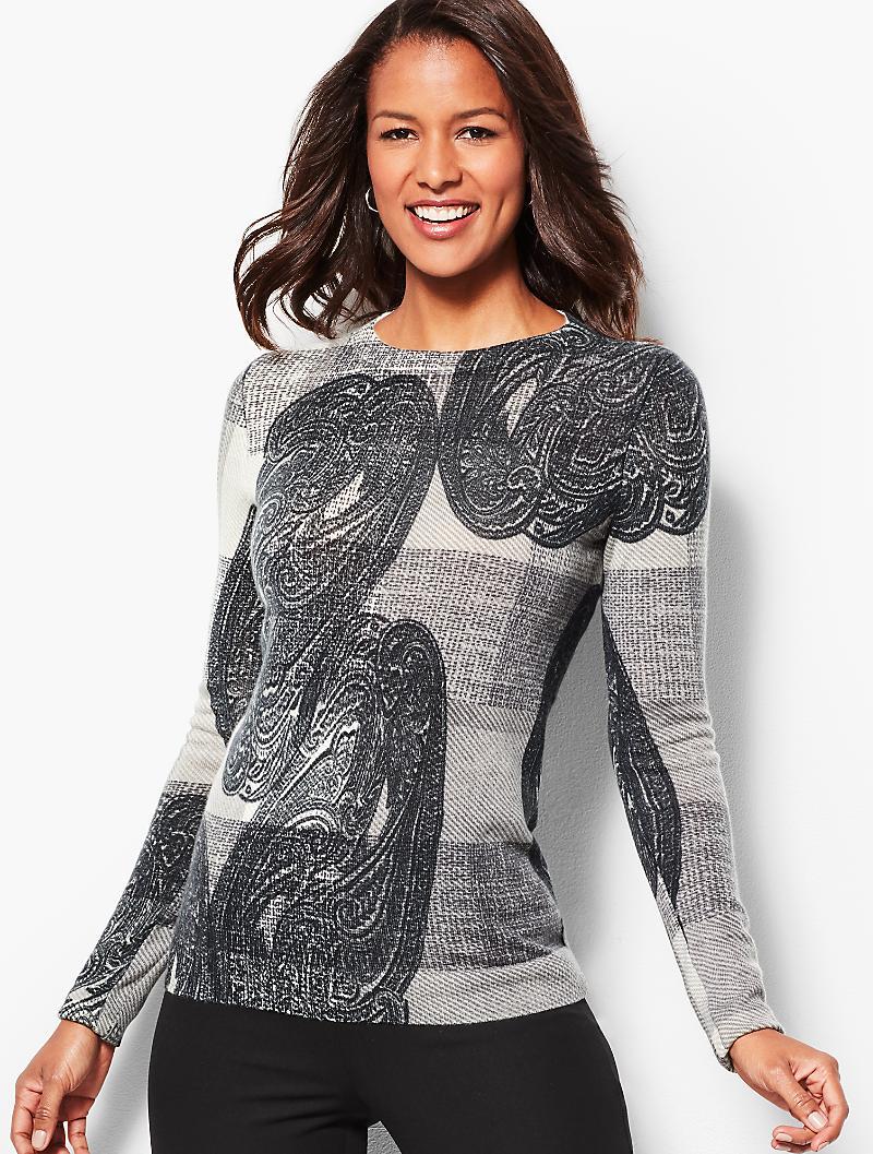 Lyst - Talbots Audrey Cashmere Sweater - Plaid And Paisley in Gray