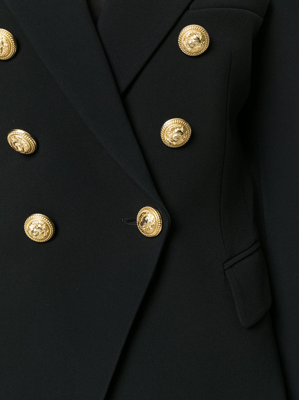 Lyst Balmain Double Breasted Blazer With Gold Buttons In Black 4641