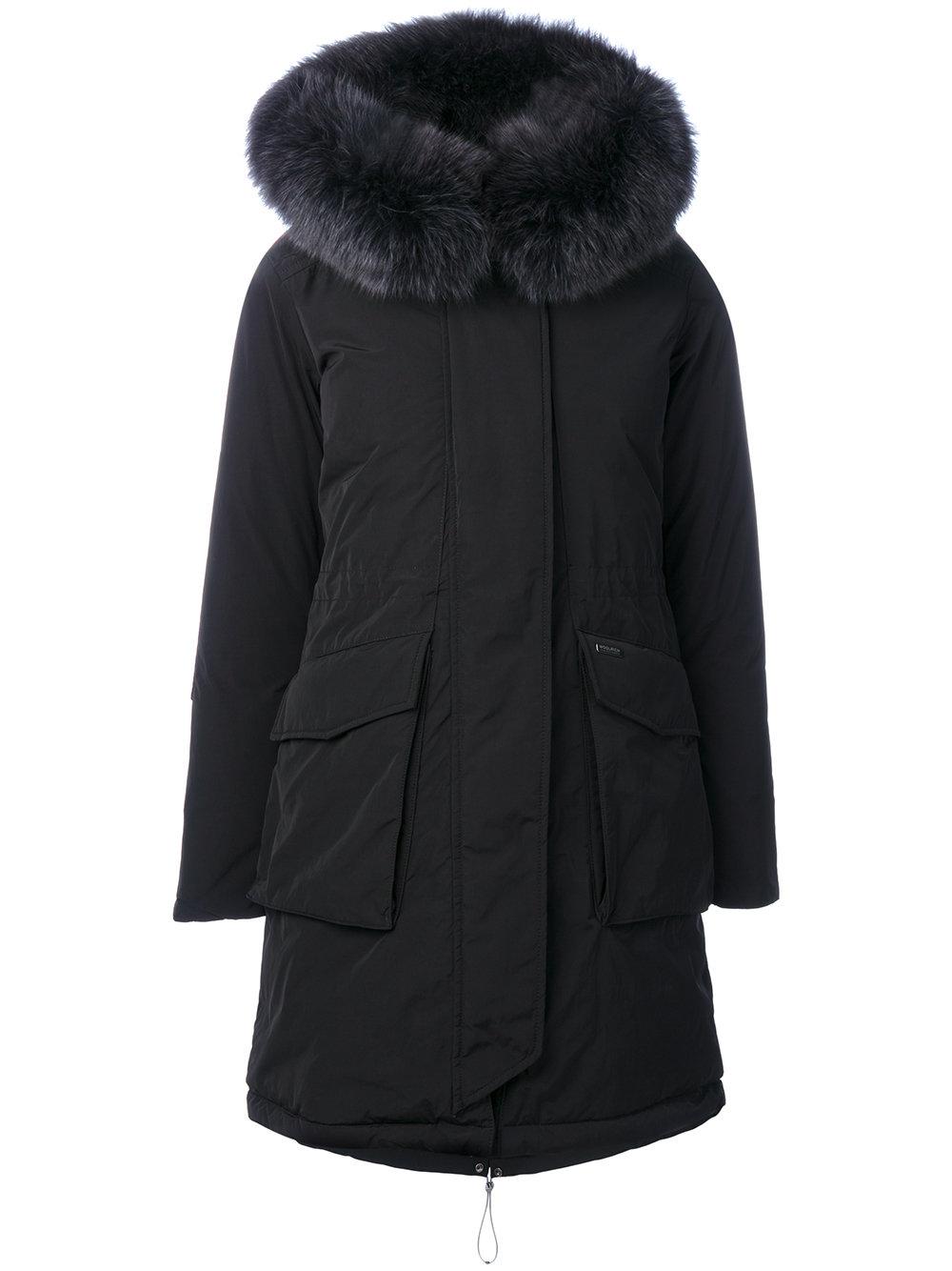 Woolrich Military Parka With Fur in Black | Lyst