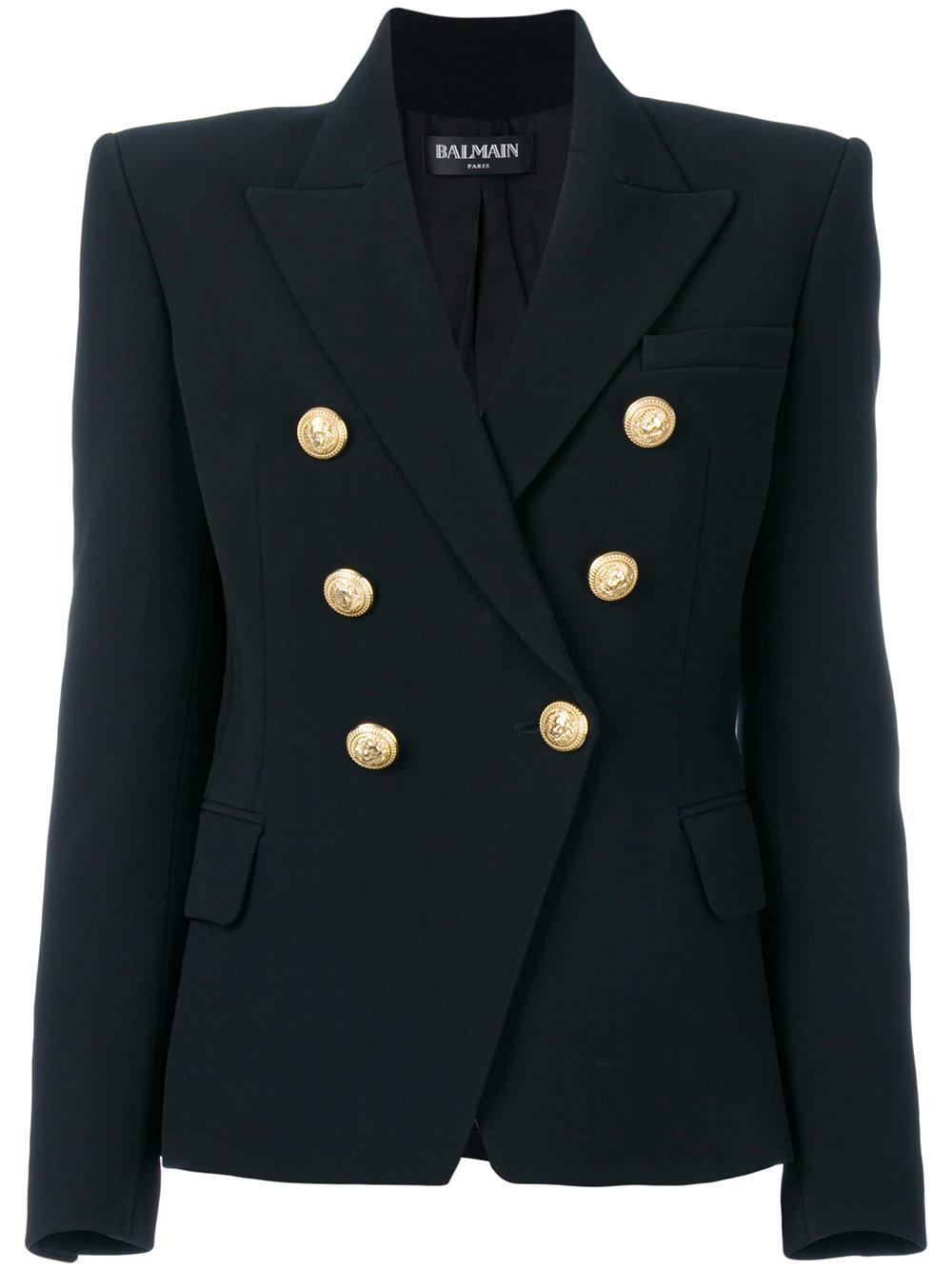 Lyst Balmain Double Breasted Blazer With Gold Buttons In Black