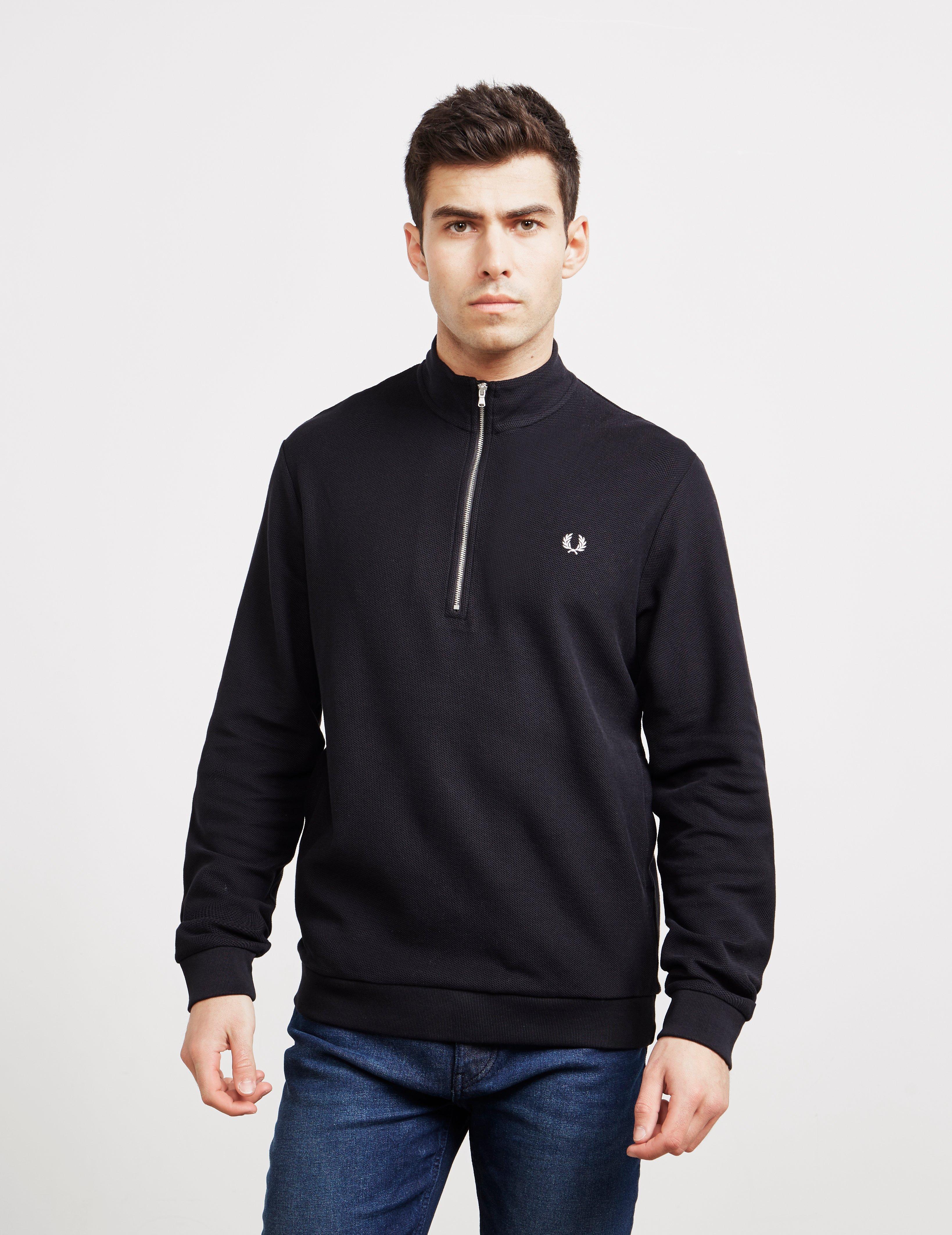 Fred Perry Half Zip Pique Sweat In Black in Black for Men - Lyst