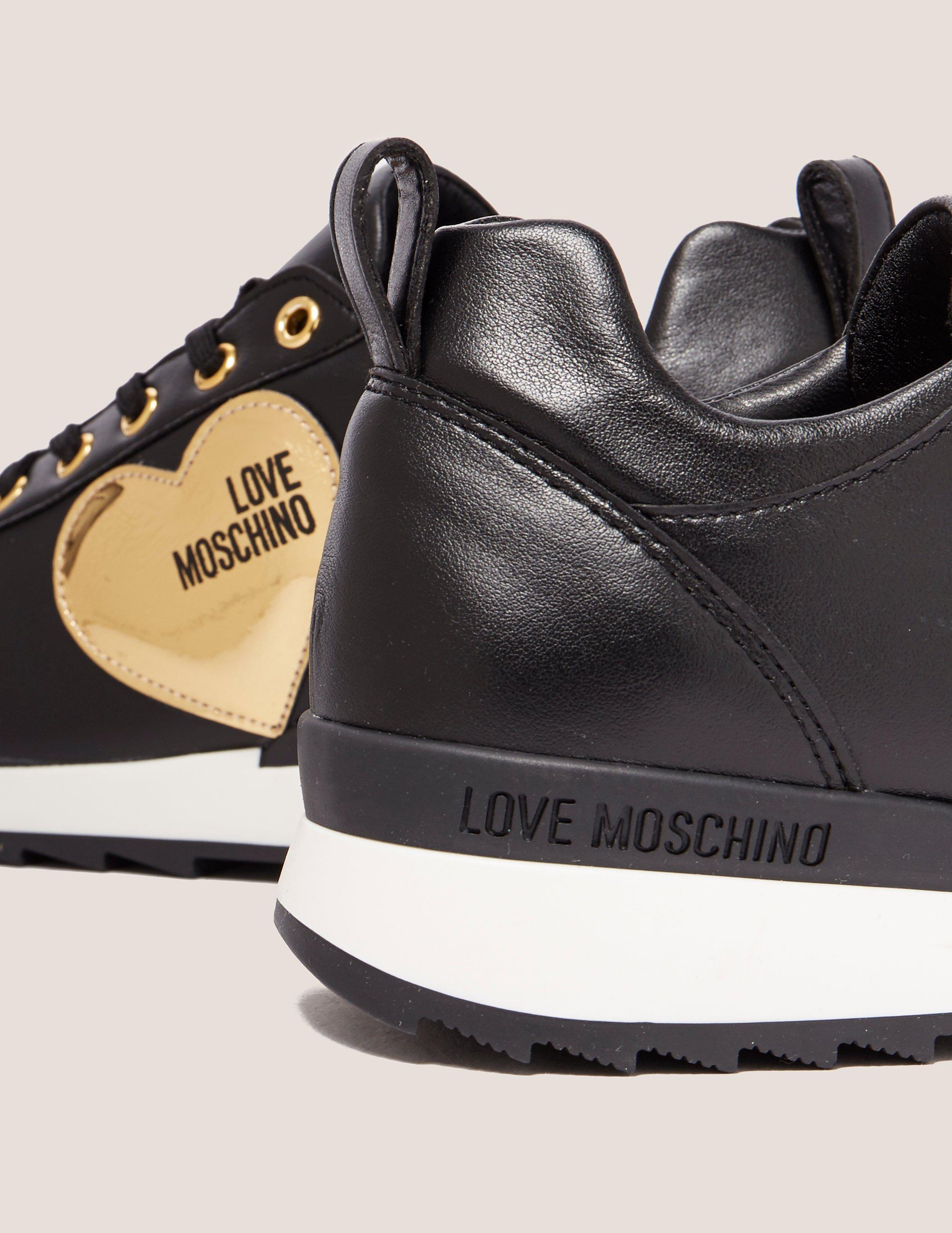 Lyst - Love Moschino Metallic Heart Sneakers in Black
