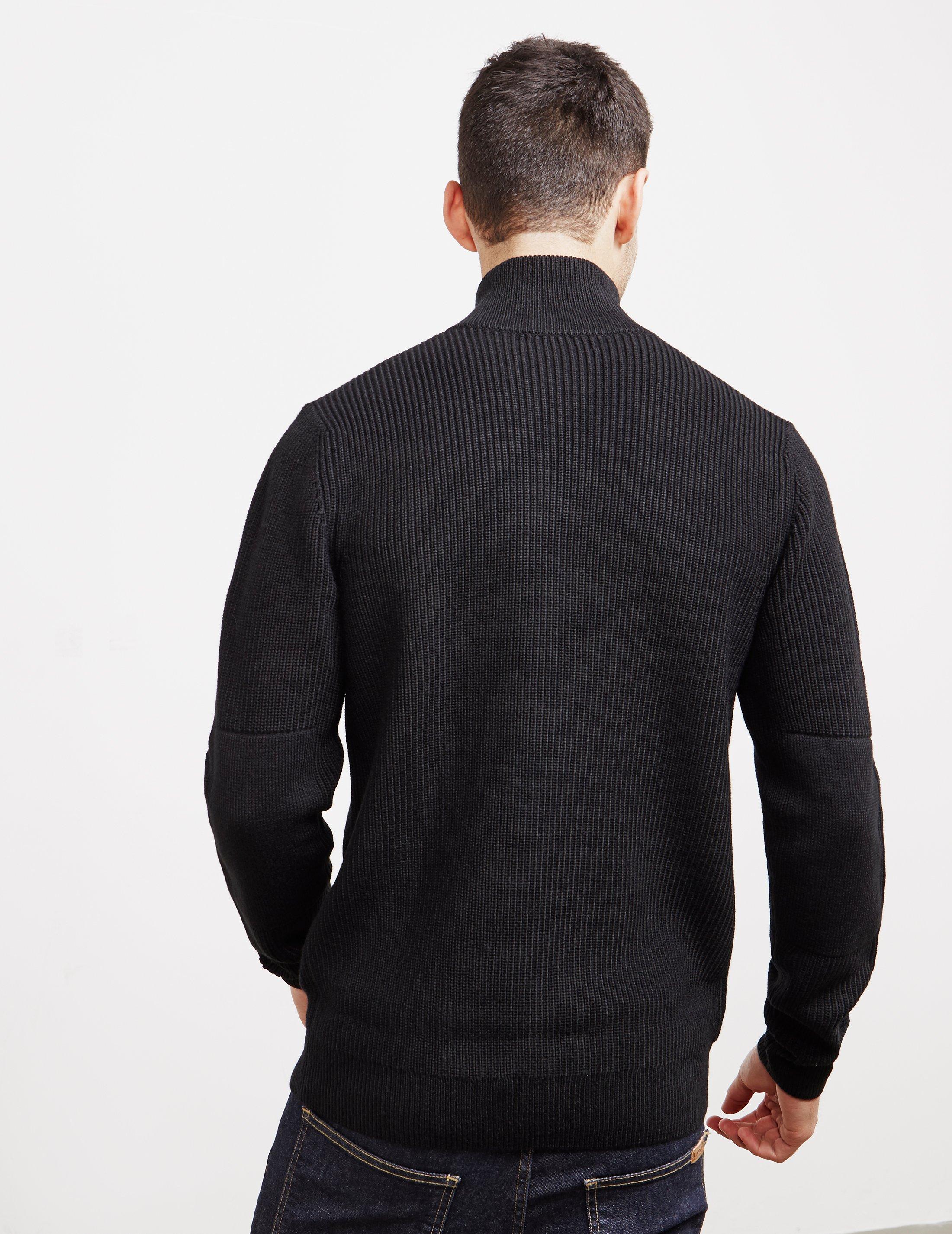 Fred Perry Half Zip Ribbed Knit Jumper Black in Black for Men - Lyst