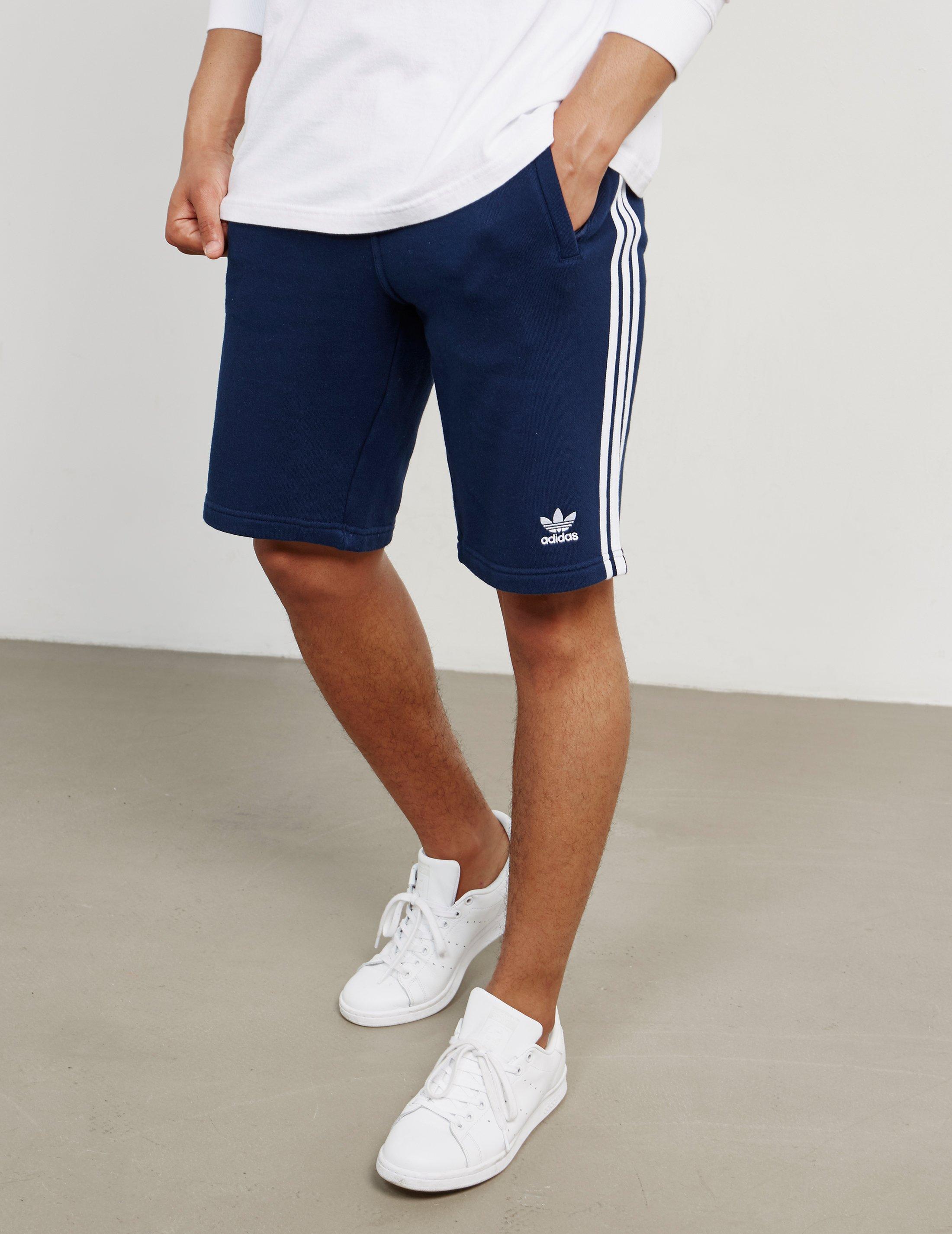 Lyst - adidas Originals Mens 3-stripes Fleece Shorts Navy Blue in Blue