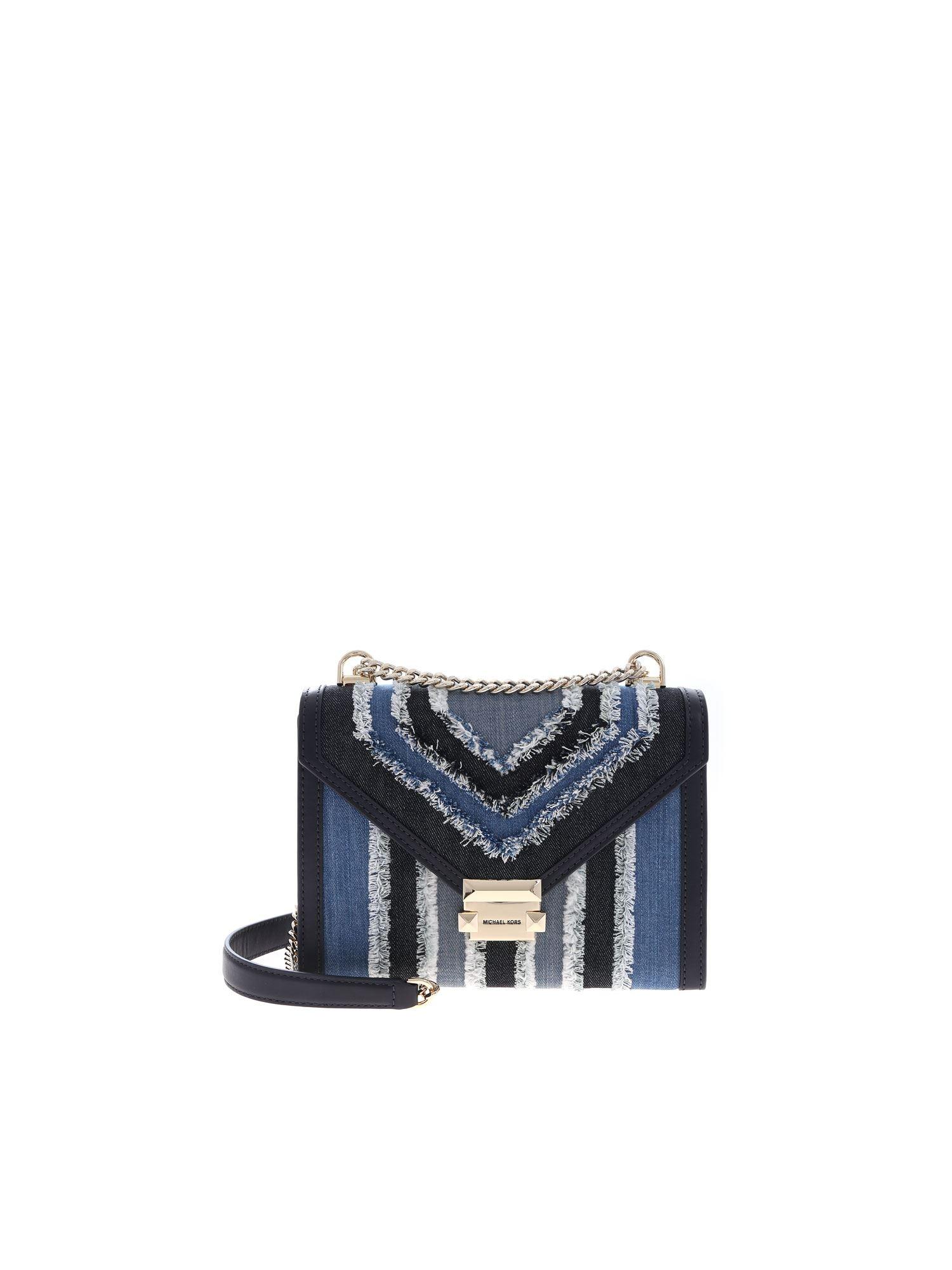 Lyst Michael Kors Whitney Fringed Denim Bag In Blue in Blue
