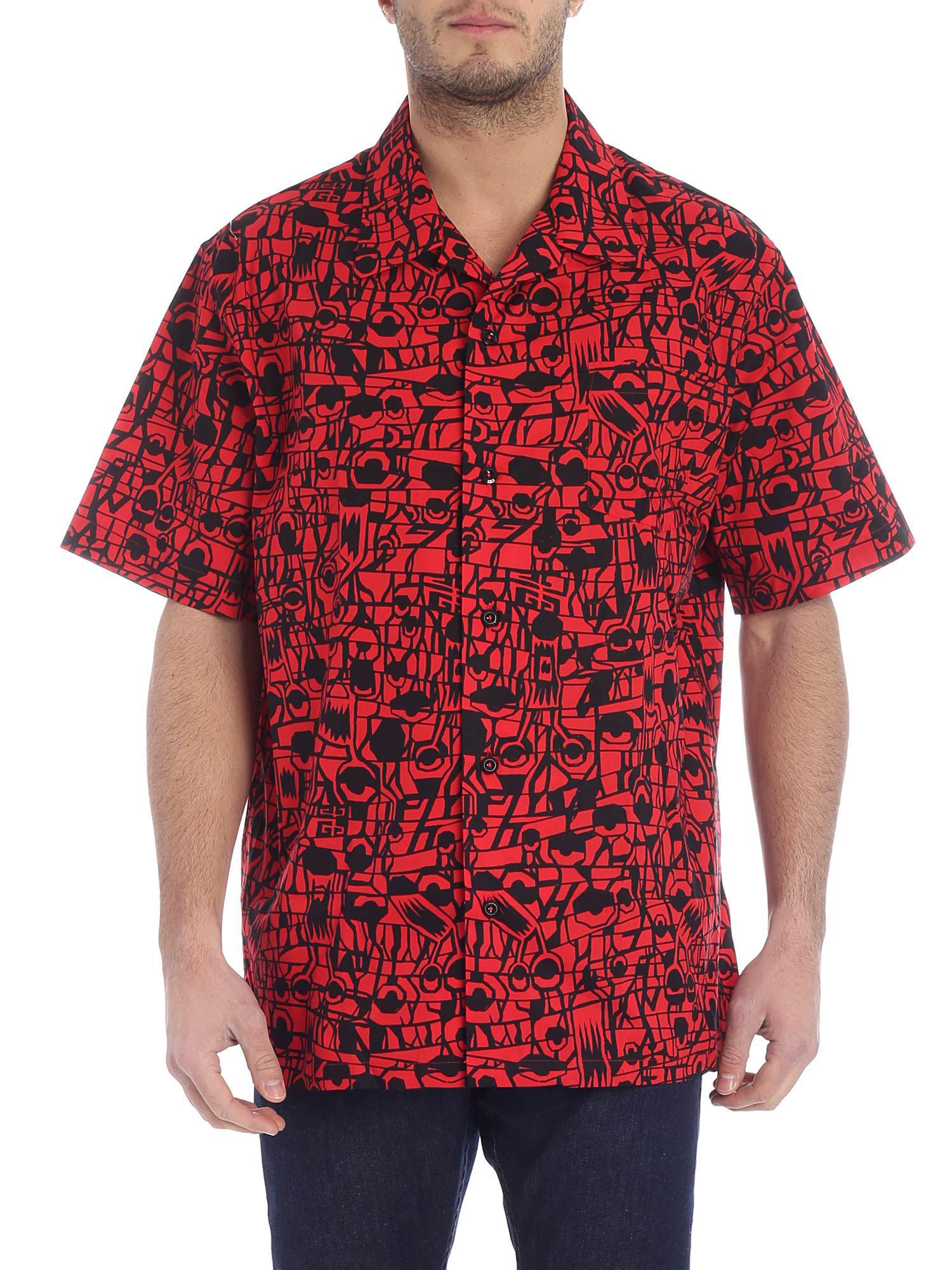 Lyst - Givenchy Printed Red Overfit Shirt in Red for Men - Save 18. ...