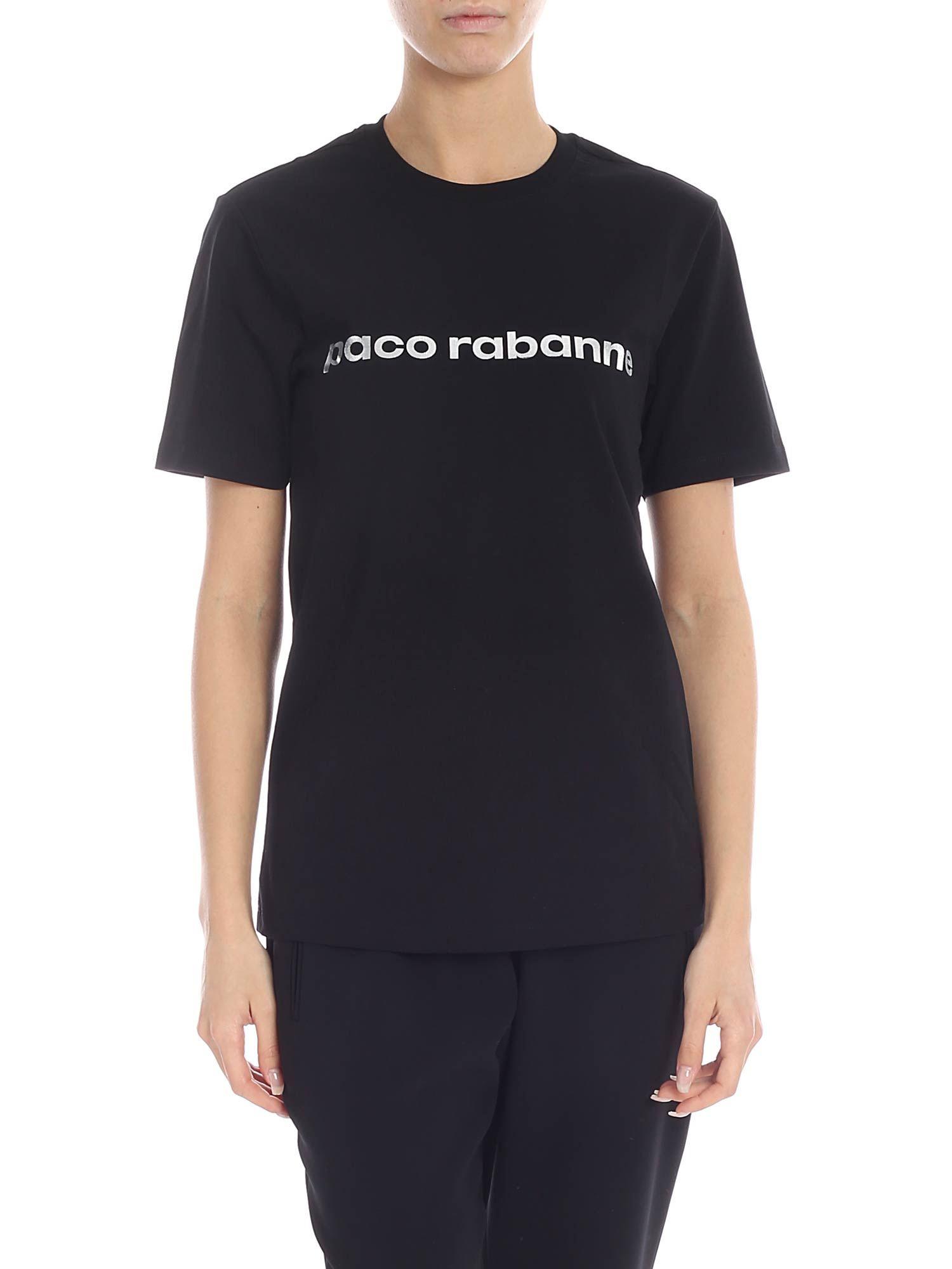 Paco Rabanne Logo Printed T-shirt in Black - Save 45% - Lyst