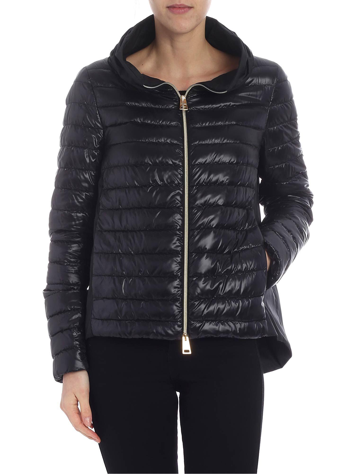 Herno Synthetic Black Quilted Down Jacket With Technical Fabric Collar ...