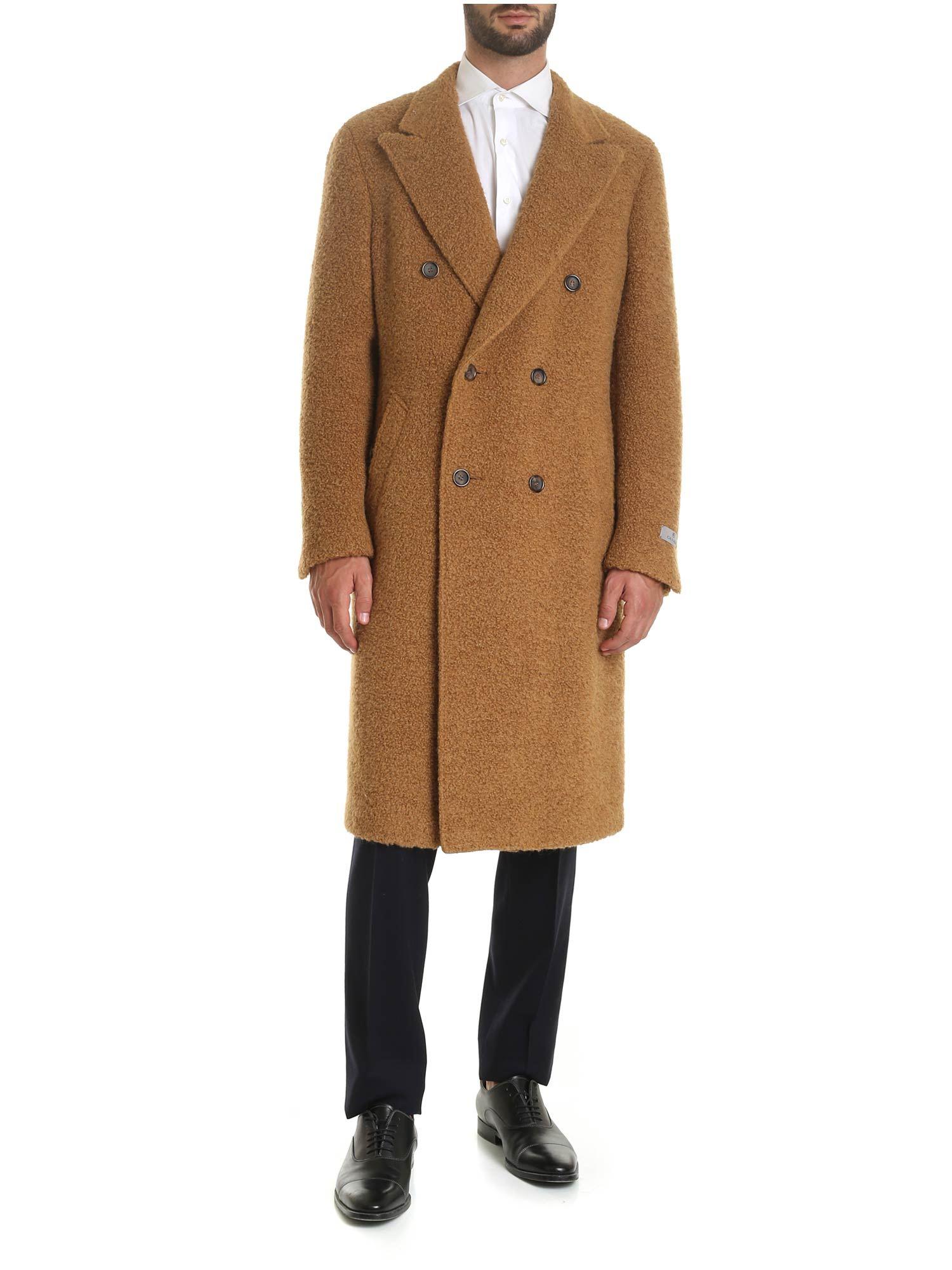 Canali Wool Brown Teddy Coat for Men - Lyst