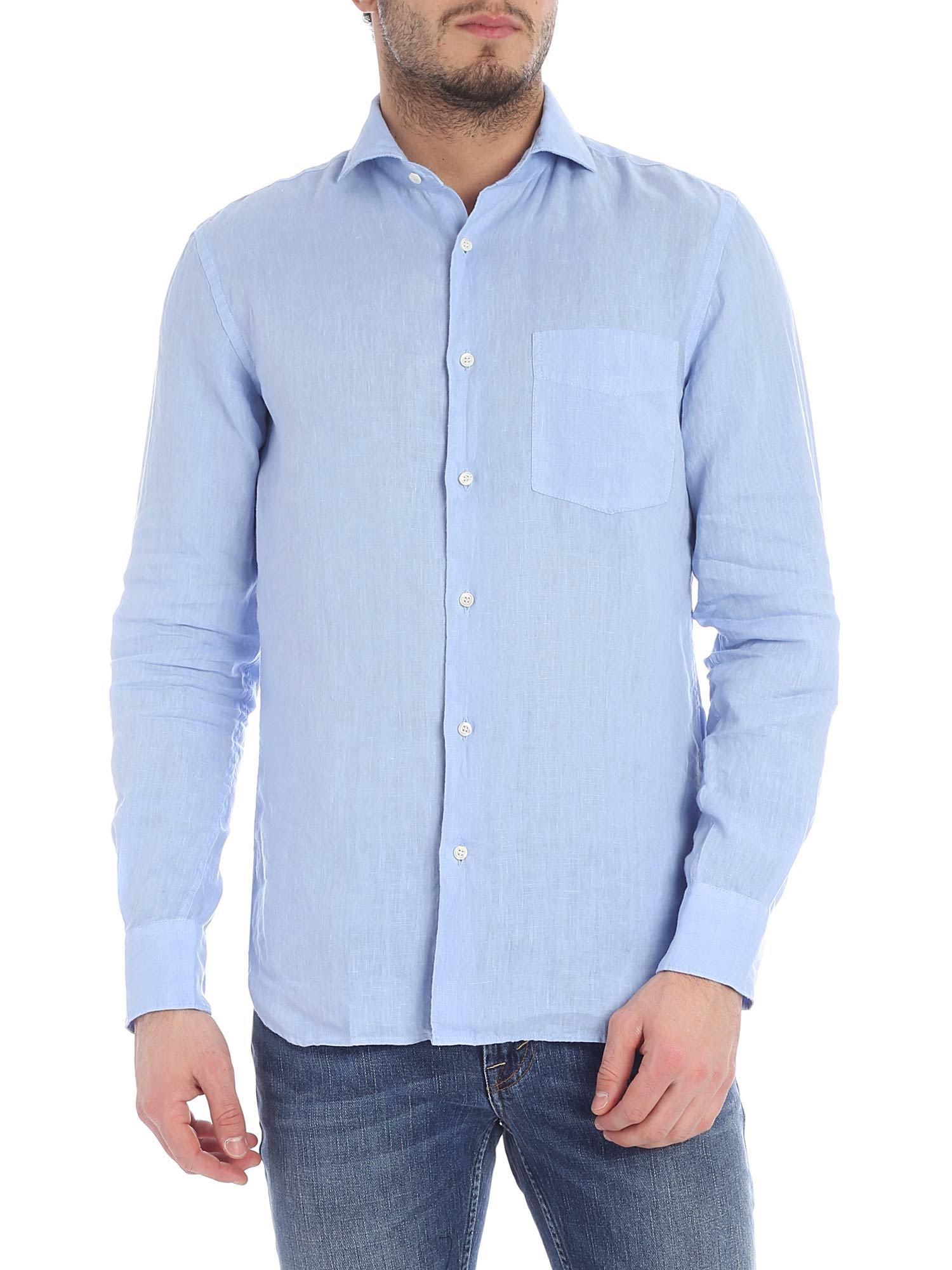 Aspesi Light Blue Linen Shirt in Blue for Men - Save 19% - Lyst
