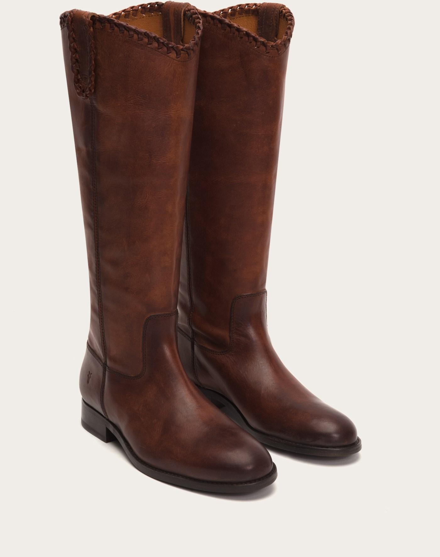 Frye Leather Melissa Whip Tall Boots Frye Since 1863 in Dark Brown