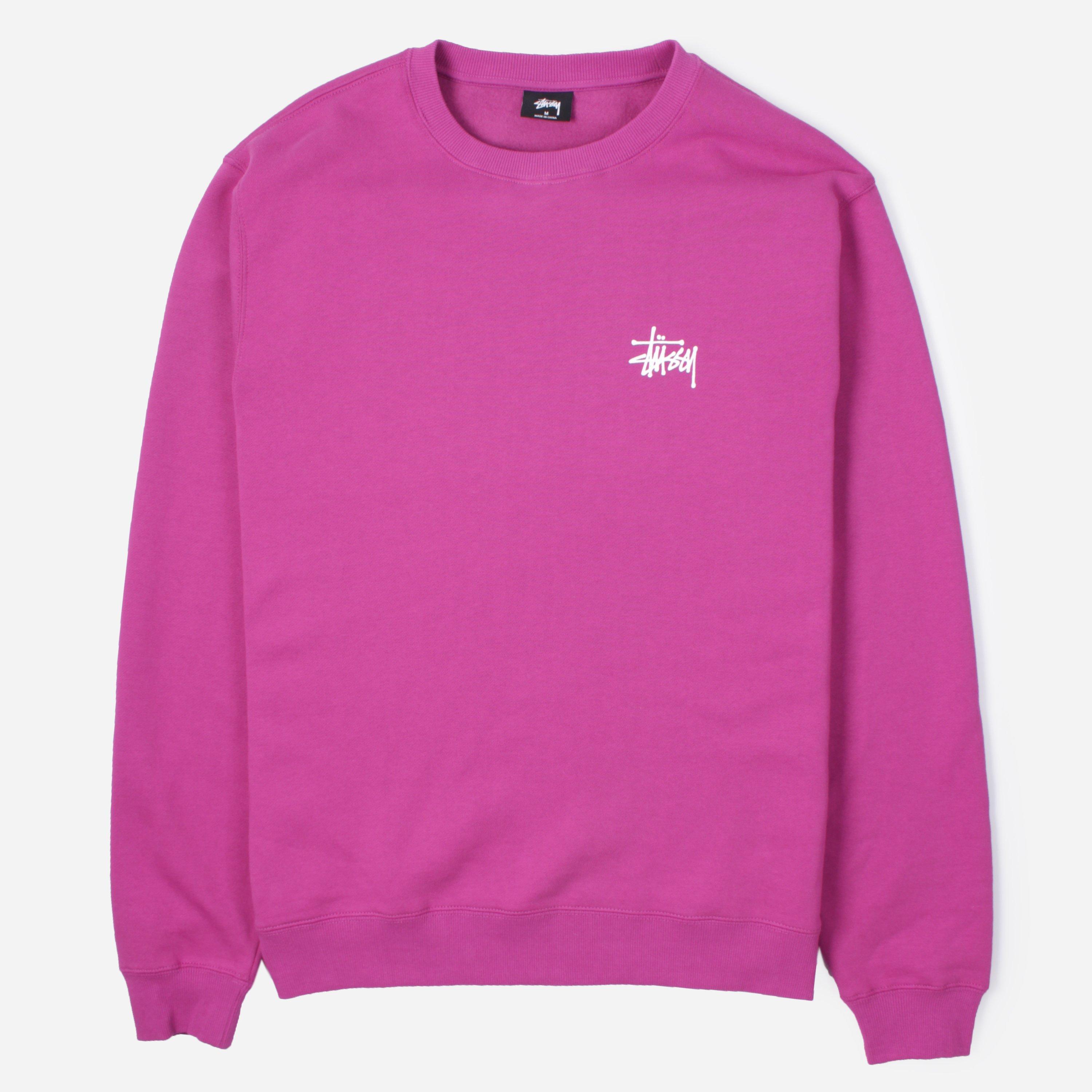 Stussy Basic Crew Sweatshirt in Pink for Men - Lyst