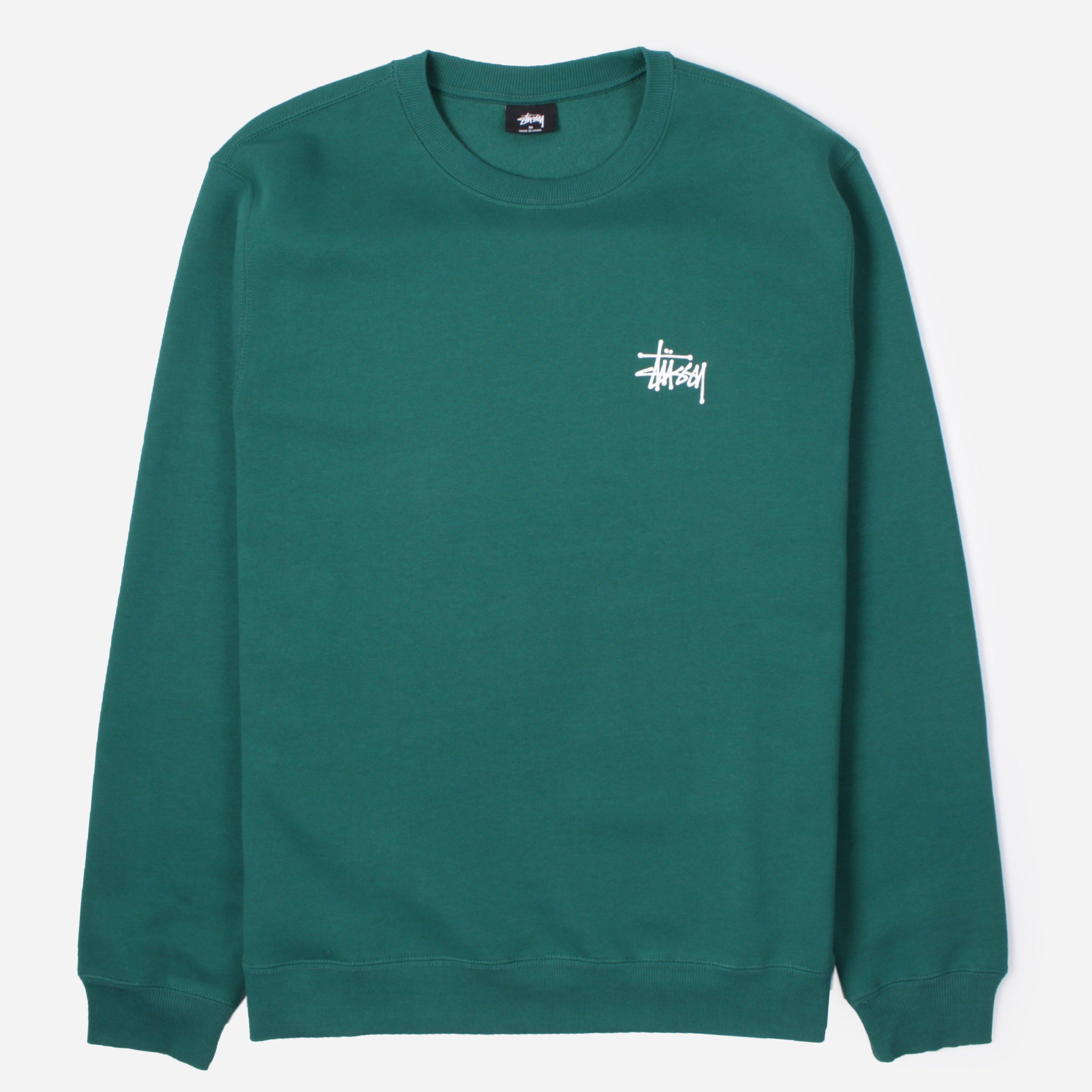 Stussy Basic Crew Sweatshirt in Green for Men - Lyst