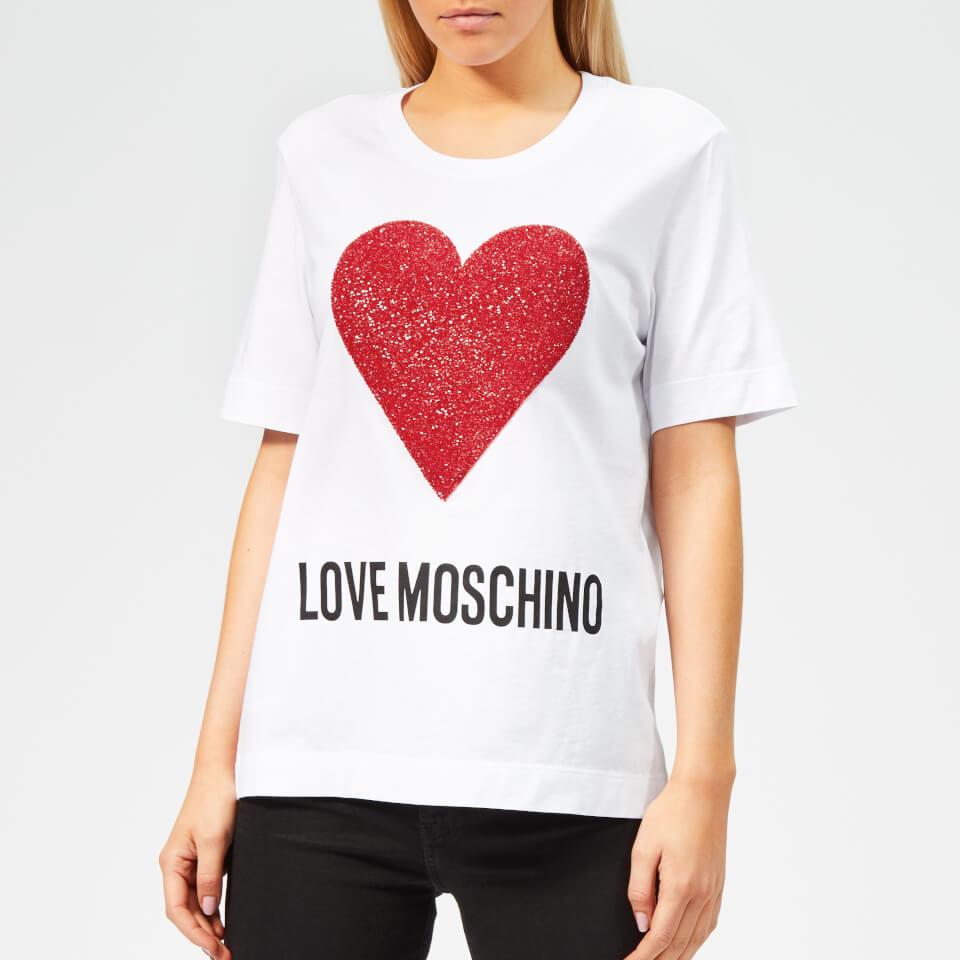 Love Moschino Cotton Heart Logo T-shirt in White - Save 36% - Lyst