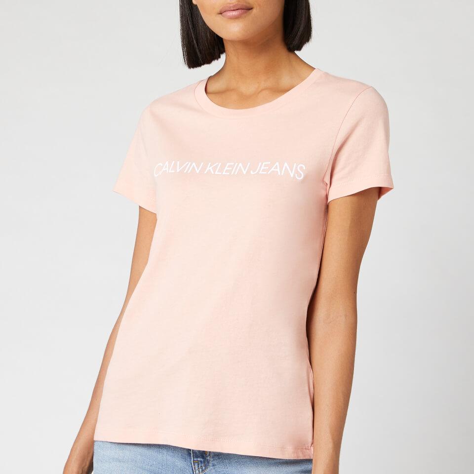 Calvin Klein Denim Institutional Logo Slim Fit T Shirt In Pink Lyst