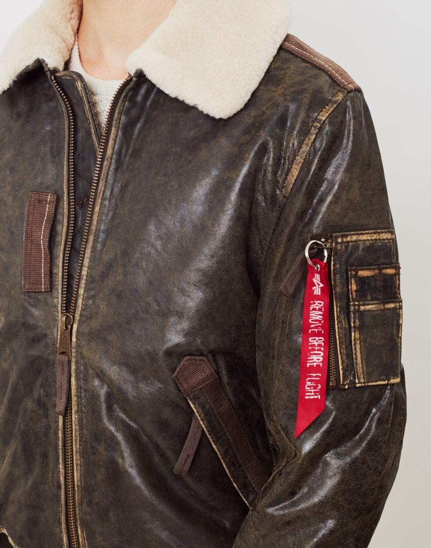 Alpha Industries Leather Injector Iii Flight Jacket Brown In Gallery