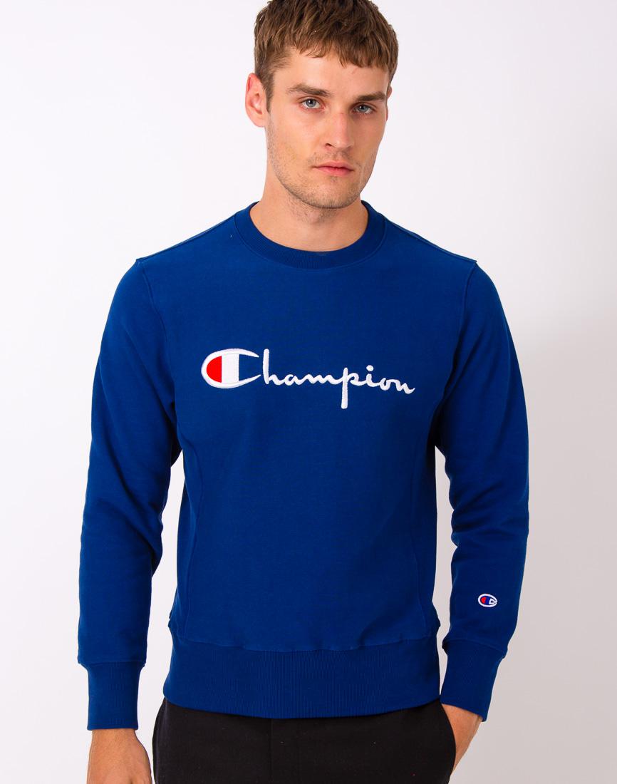 Champion Reverse Weave Crew Neck Sweatshirt Blue in Blue for Men - Lyst