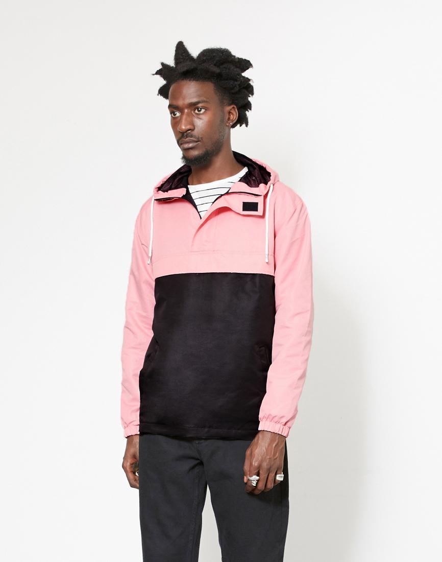 The Idle Man Overhead Pullover Jacket  Black Pink  in 