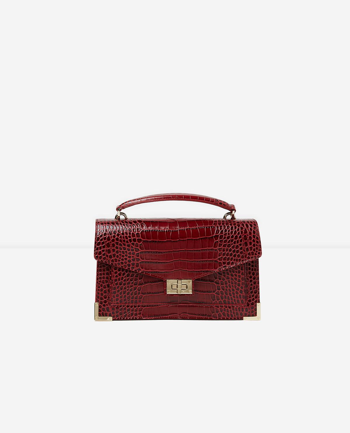 Lyst - The Kooples Medium Emily Bag In Burgundy Mock Croc ...