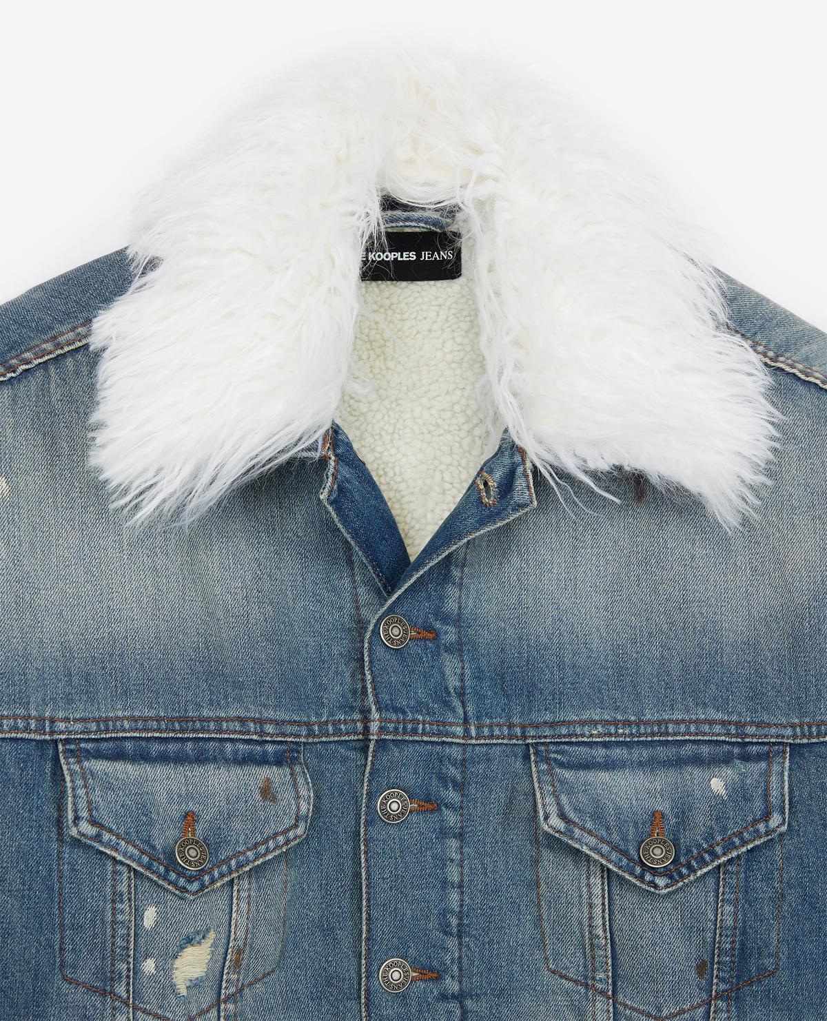 denim jacket with blue fur