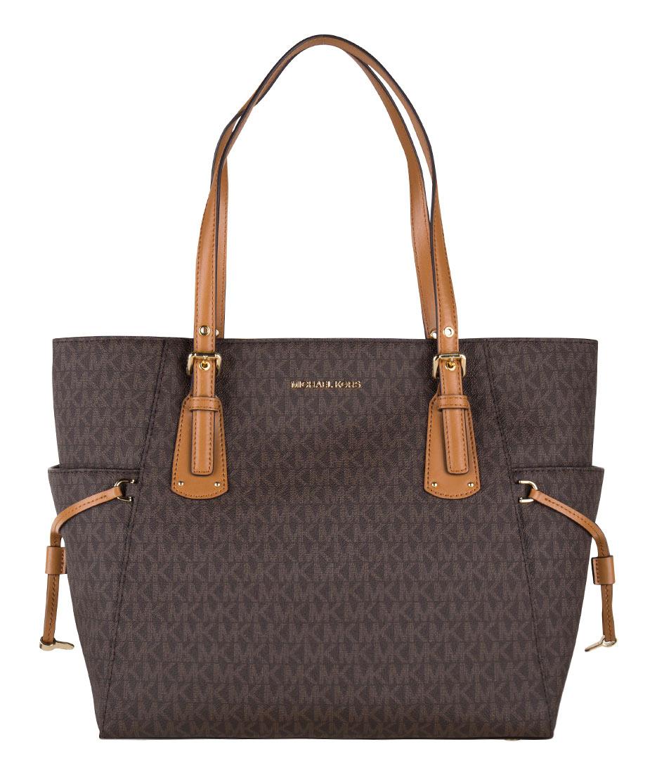 Michael Kors Leather Voyager Ew Signature Tote in Brown - Lyst