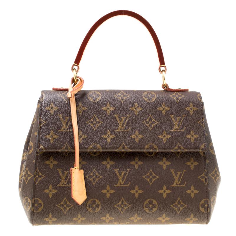 Lyst - Louis Vuitton Monogram Canvas And Leather Cluny Bb Top Handle Bag in Brown