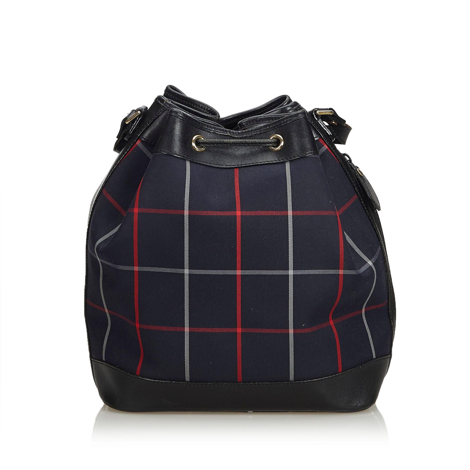 Burberry Blue Canvas Fabric Bucket Bag in Blue Lyst