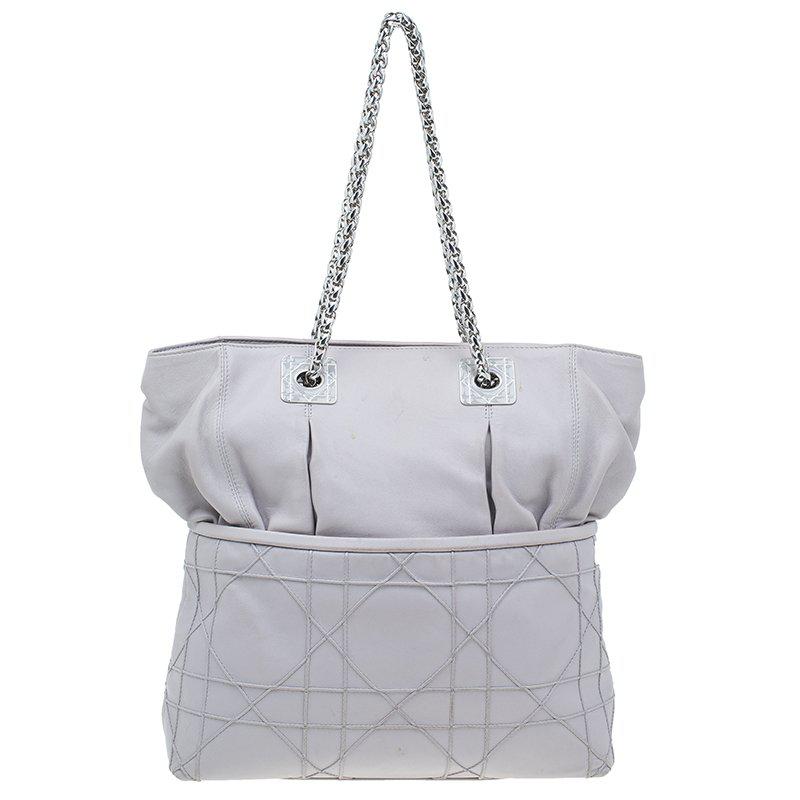 Lyst Dior Pale Cannage Quilted Leather So Tote Bag In Gray Dior Women S Gray Pale Cannage Quilted Leather So Tote Bag