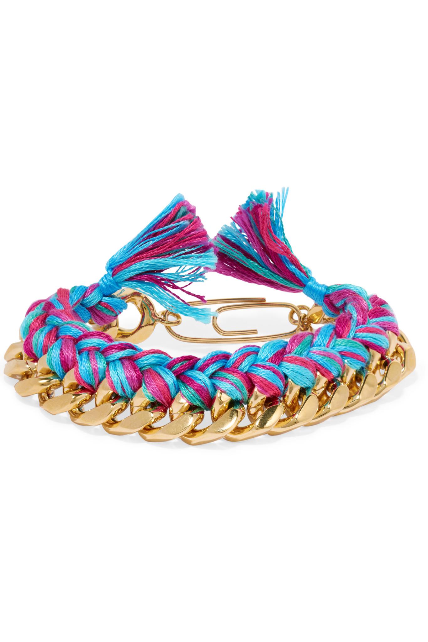 Aurelie Bidermann Do Brasil Gold-plated Braided Cotton Bracelet in Pink ...