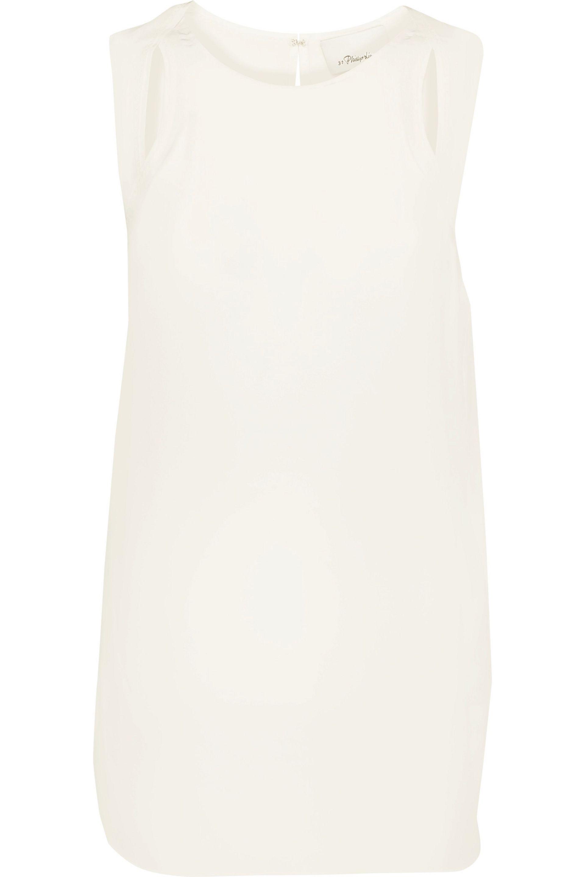 Lyst - 3.1 phillip lim Cutout Frayed Silk Crepe De Chine Top in White 3.1 Phillip Lim. Women's White Cutout Frayed Silk Crepe De Chine Top