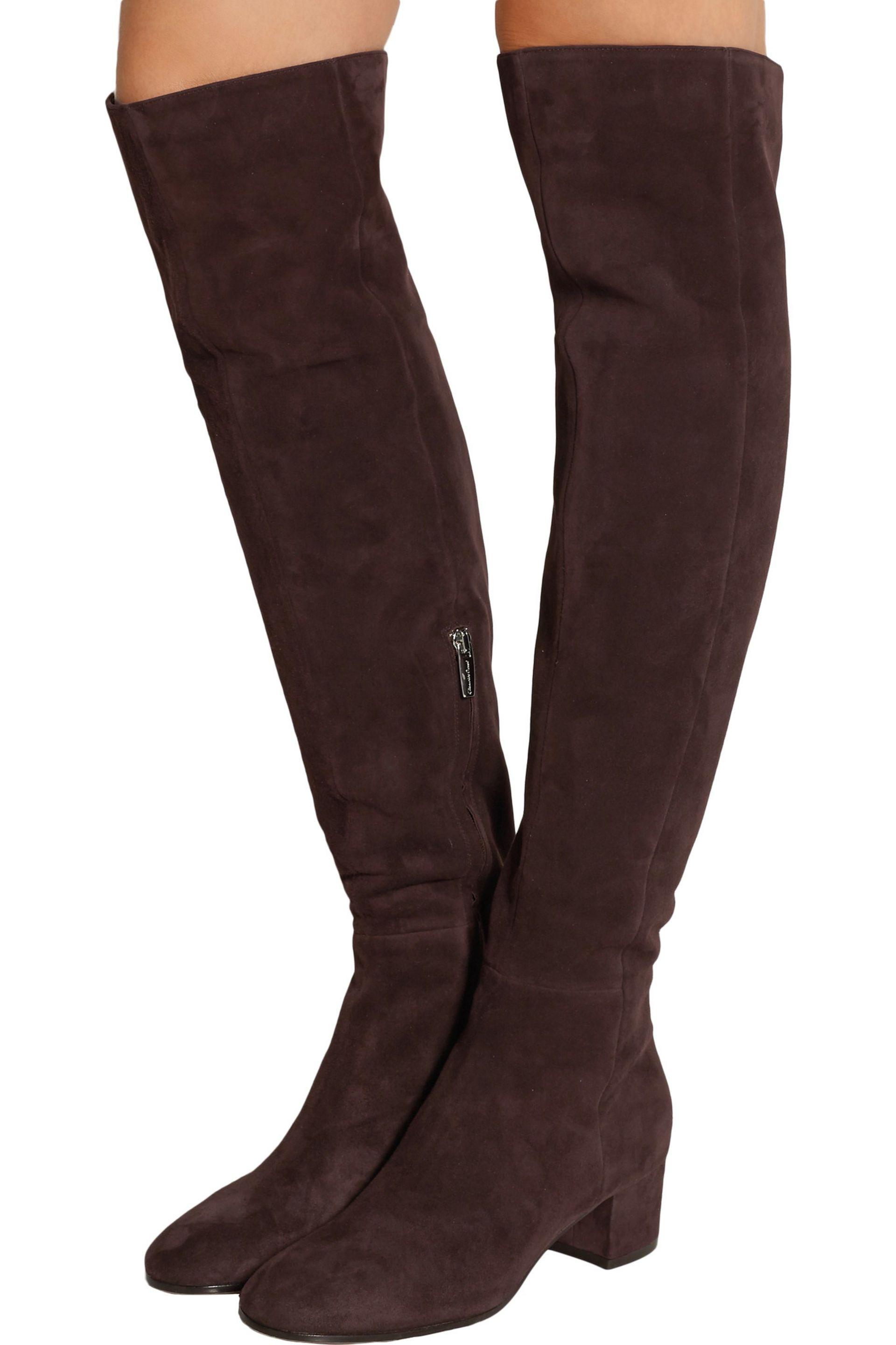 Lyst Gianvito Rossi Suede Over The Knee Boots Dark Brown In Brown 