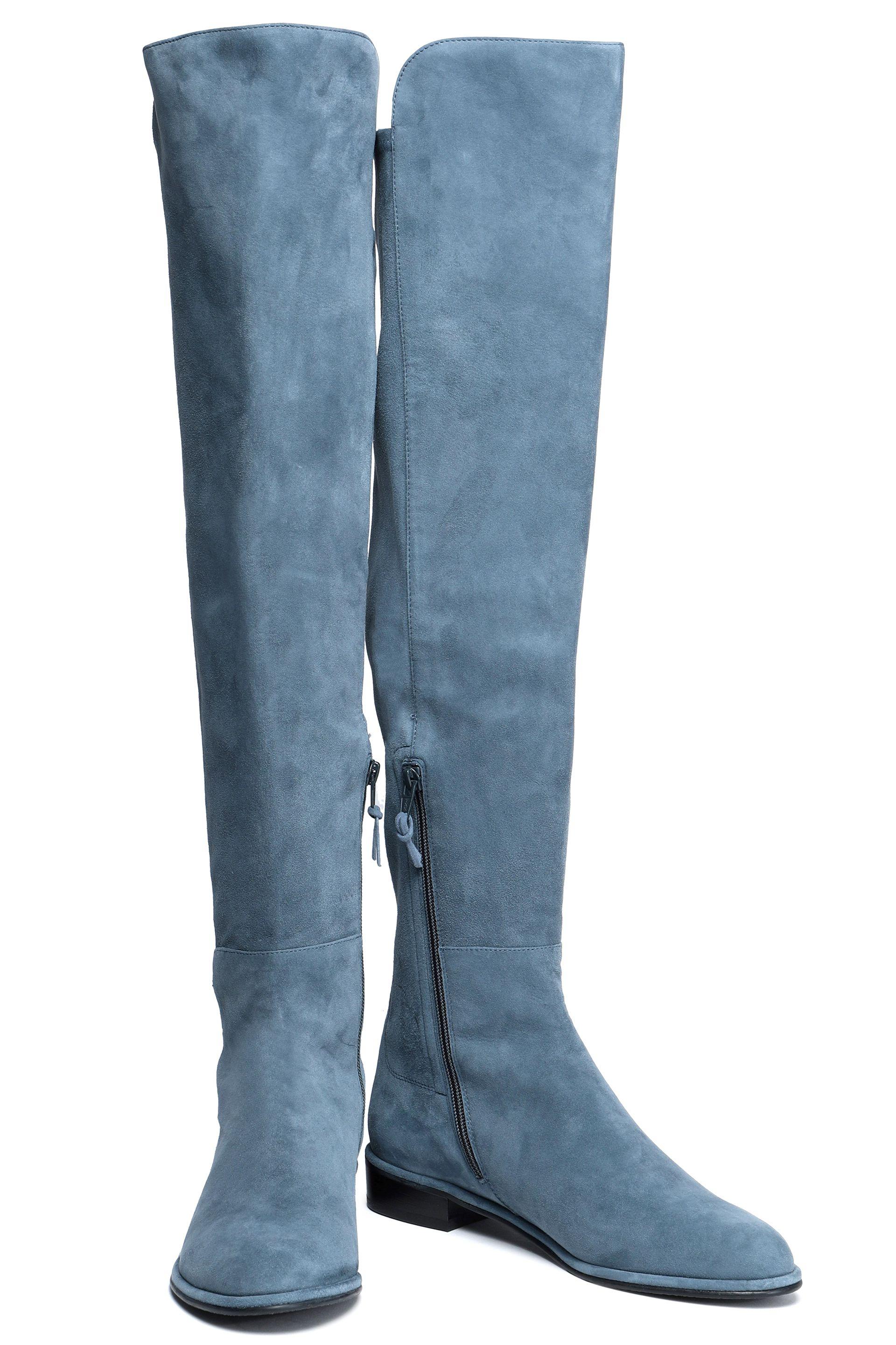 Stuart Weitzman Suede Knee Boots Light Blue Lyst